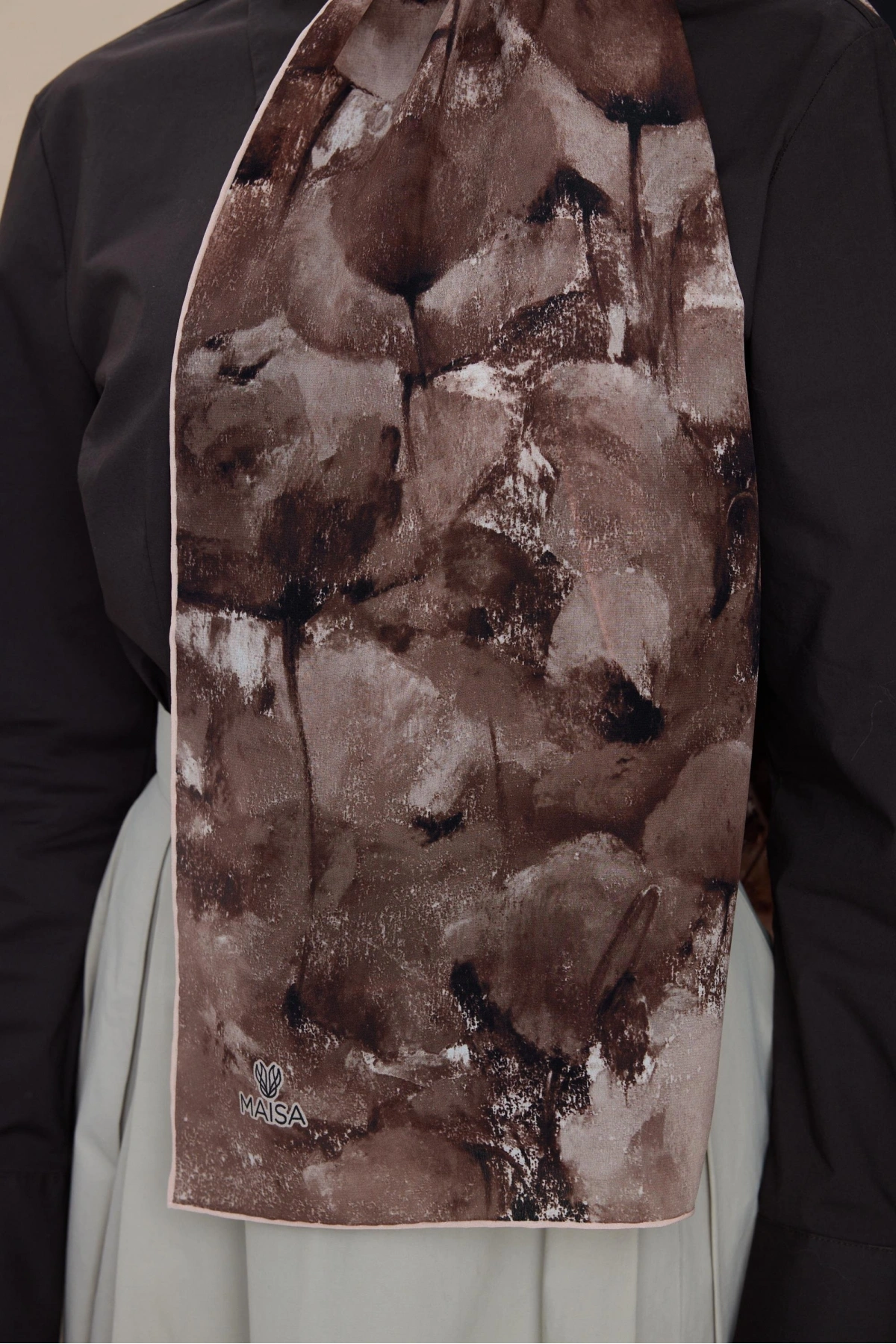 Maisa GELİNCİK KREP İPEK ŞAL 70*190 CM - KUM