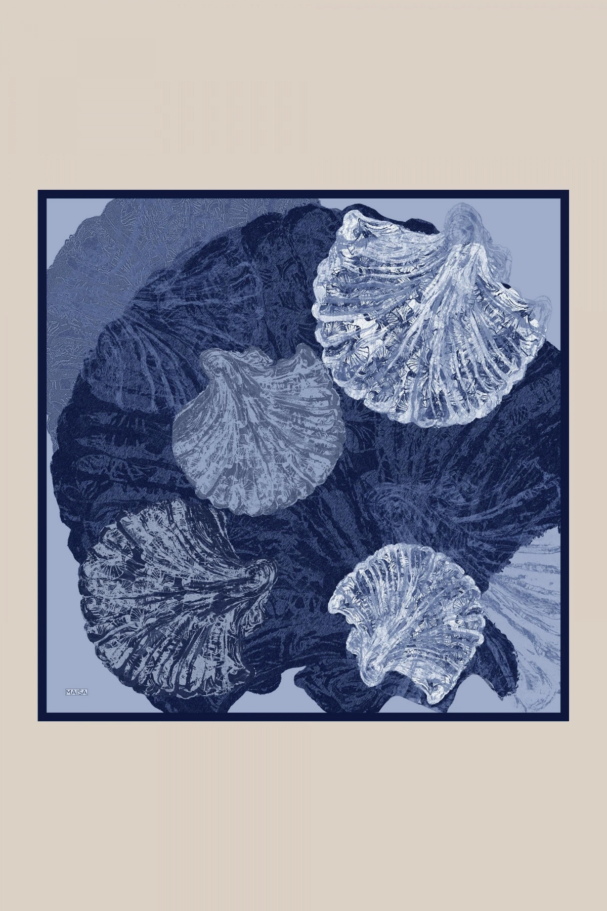 Maisa REVNAK TİVİL İPEK EŞARP 90*90 CM - LACİVERT