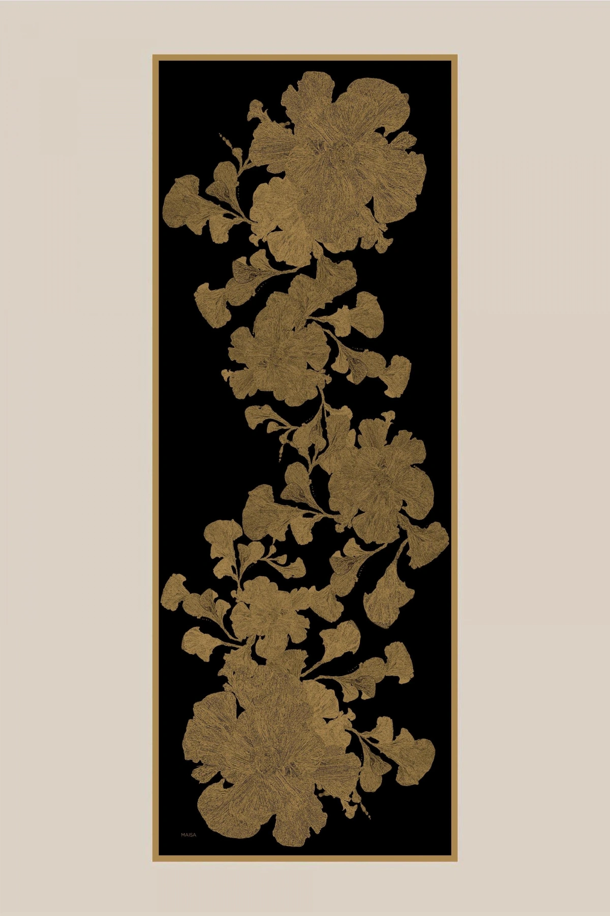 Maisa FARAH MULBERRY İPEK ŞAL 70*190 - GOLD SİYAH