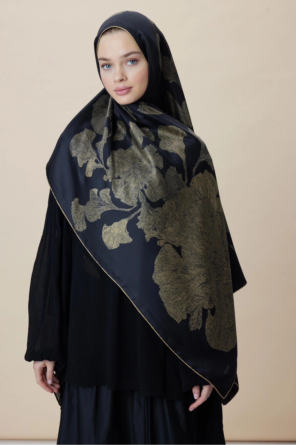 Maisa FARAH MULBERRY İPEK ŞAL 70*190 - GOLD SİYAH