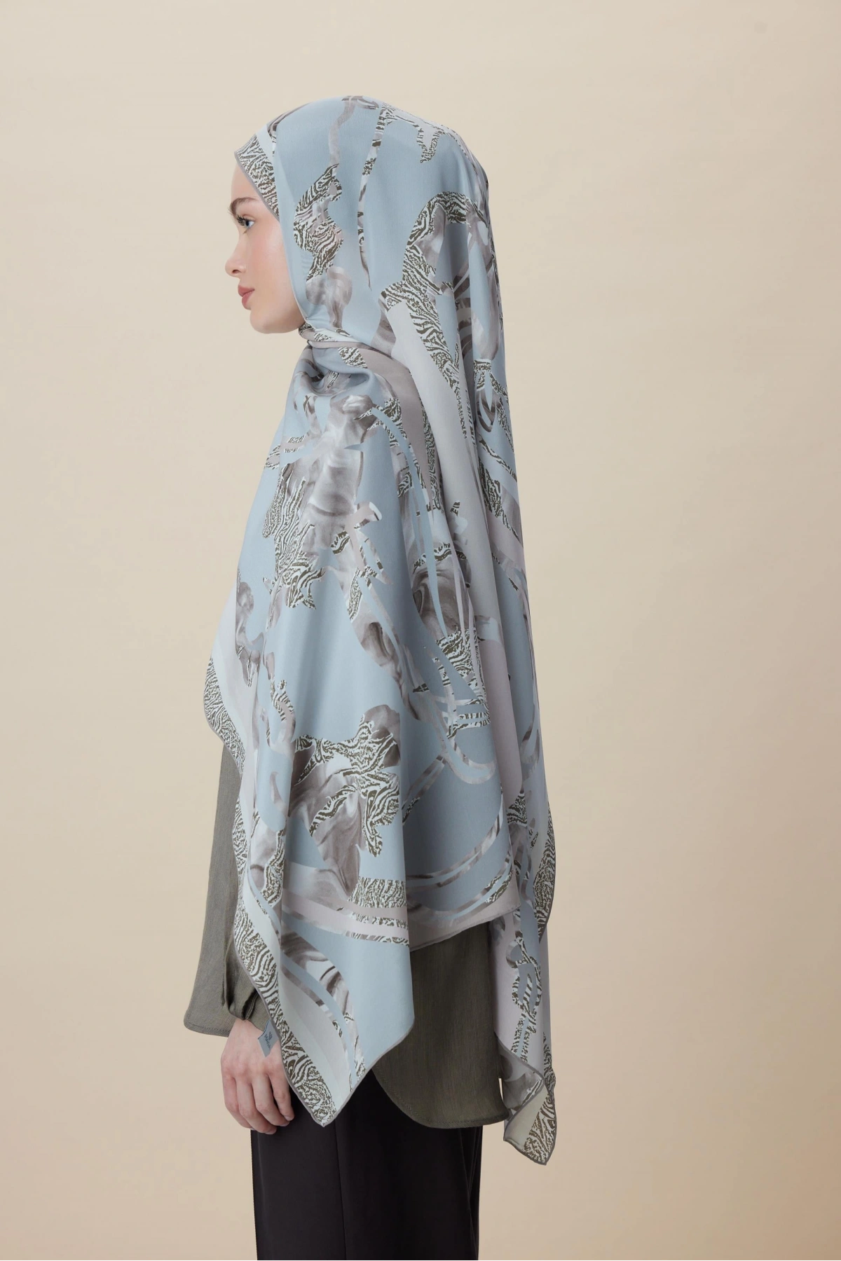 Maisa AYÇIL KREP İPEK ŞAL 70*190 CM - BUZ MAVİSİ