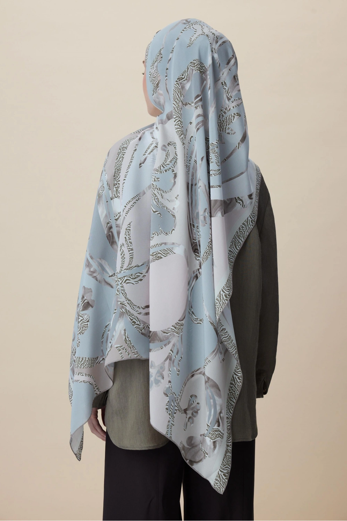 Maisa AYÇIL KREP İPEK ŞAL 70*190 CM - BUZ MAVİSİ