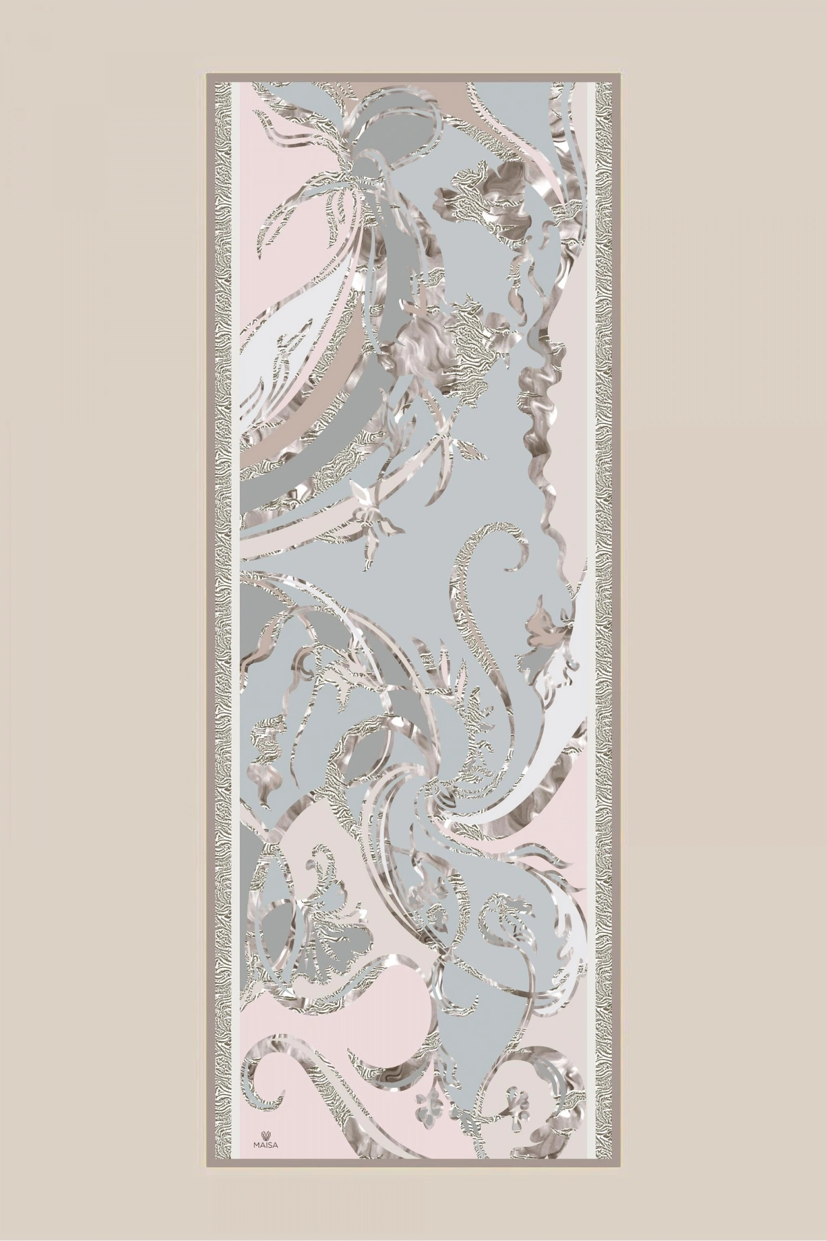 Maisa AYÇIL KREP İPEK ŞAL 70*190 CM - BUZ MAVİSİ