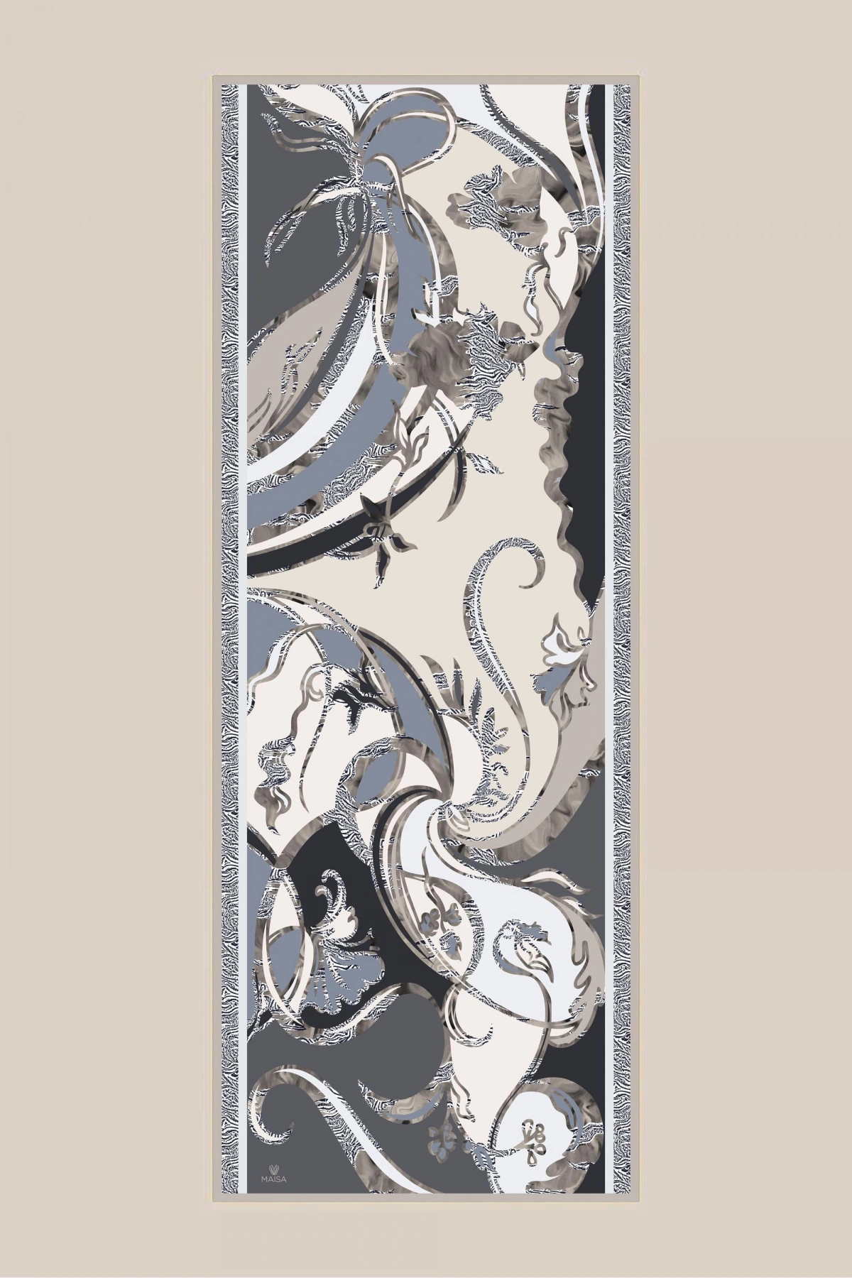 Maisa AYÇIL KREP İPEK ŞAL 70*190 CM - GRİ