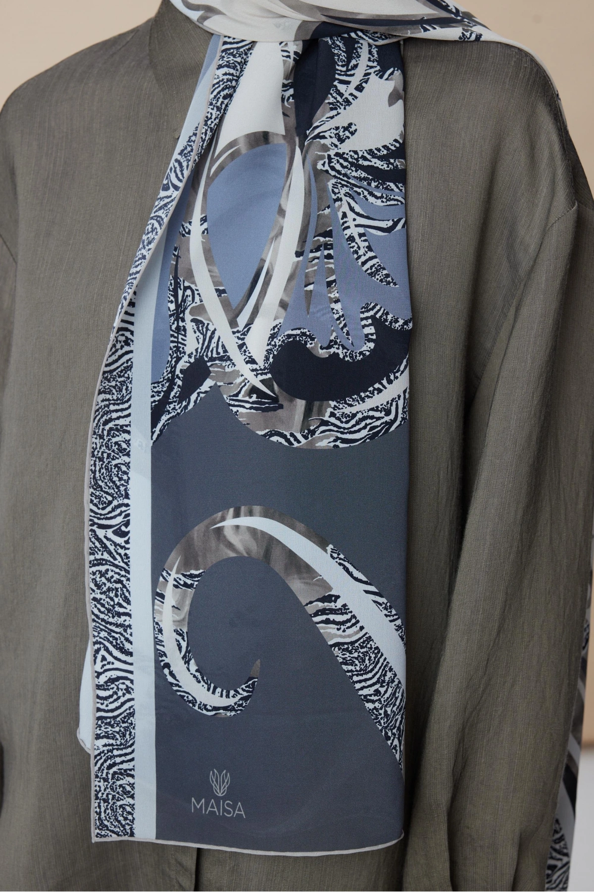 Maisa AYÇIL KREP İPEK ŞAL 70*190 CM - GRİ