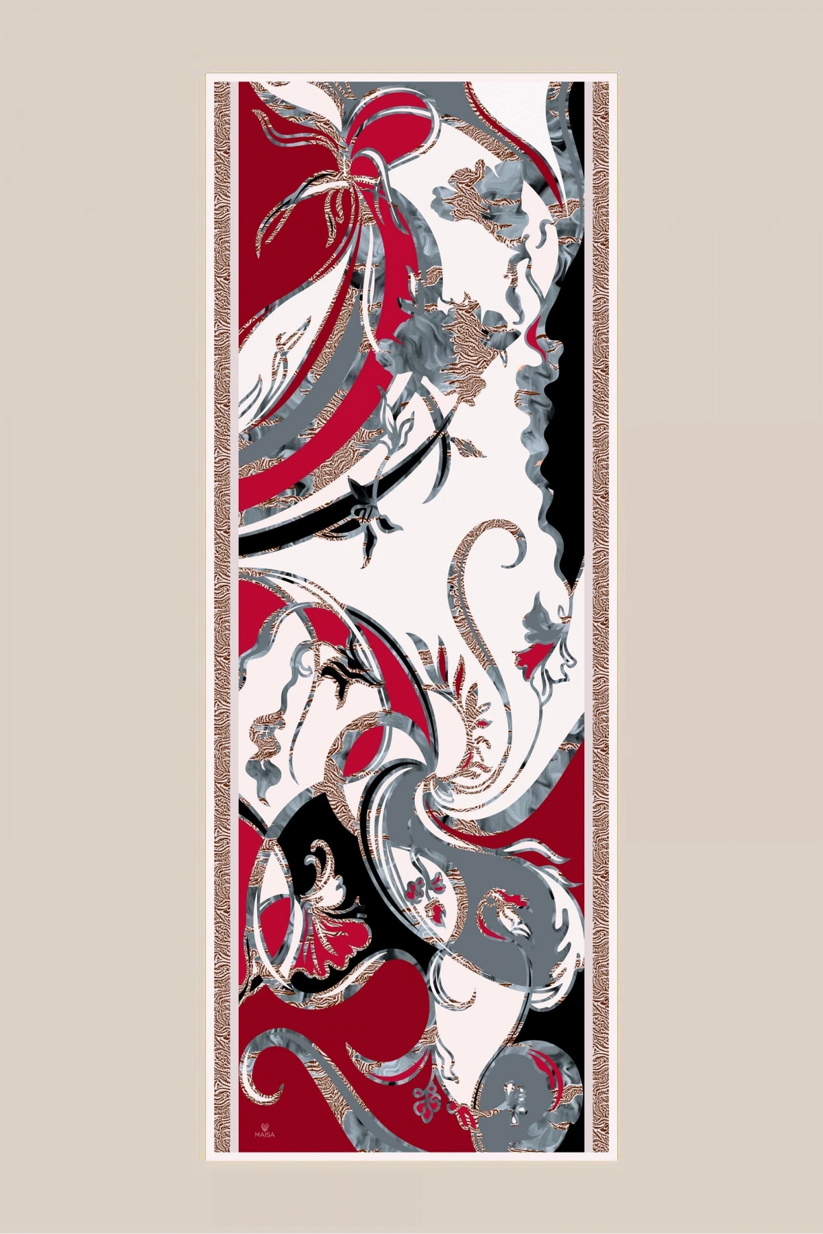 Maisa AYÇIL KREP İPEK ŞAL 70*190 CM - KIRMIZI