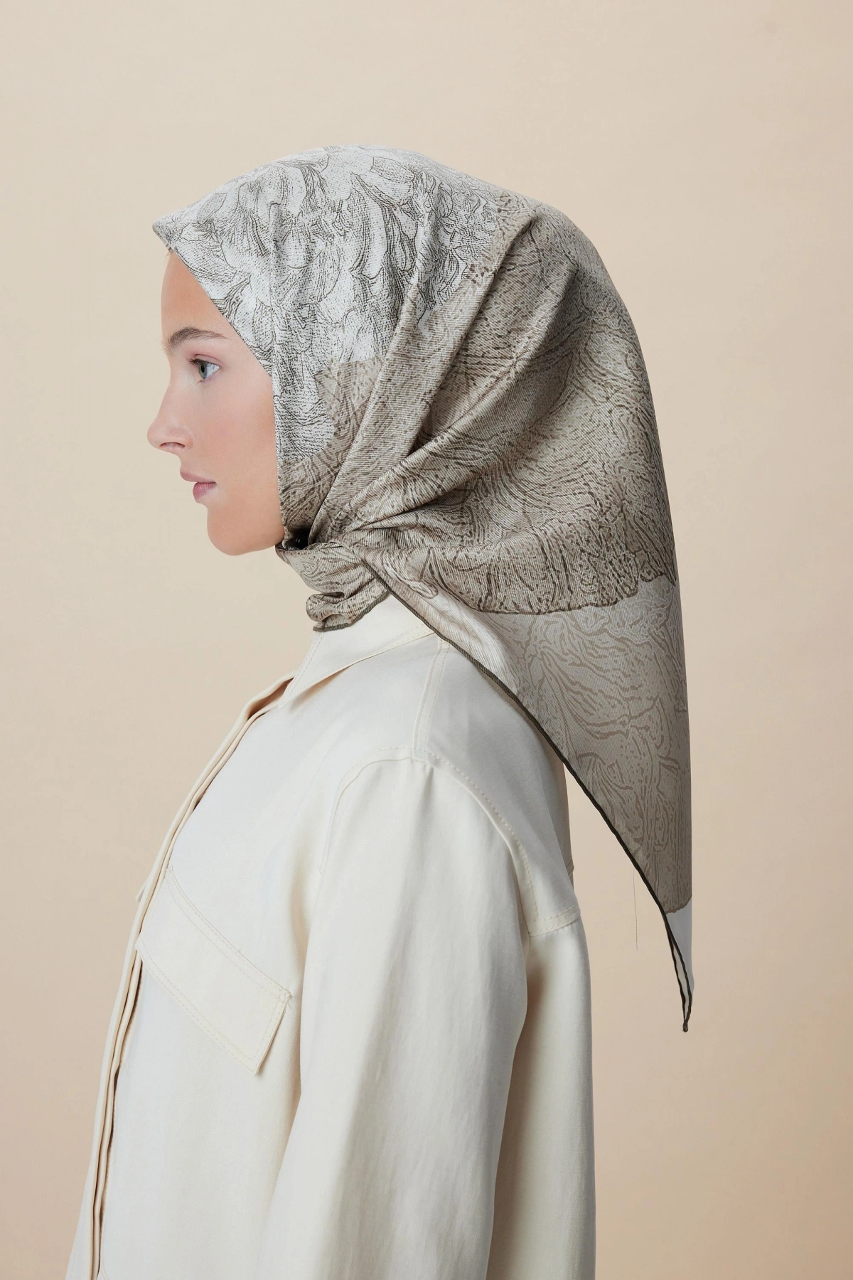 Maisa KÜN MULBERRY İPEK EŞARP 90*90 CM - VİZON