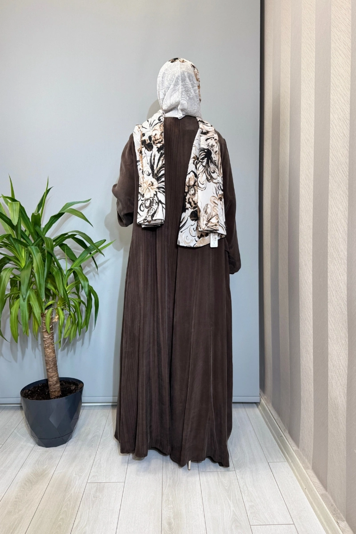 Misswhence Büyük Beden Cupro İpek Elbise Kahve V3355