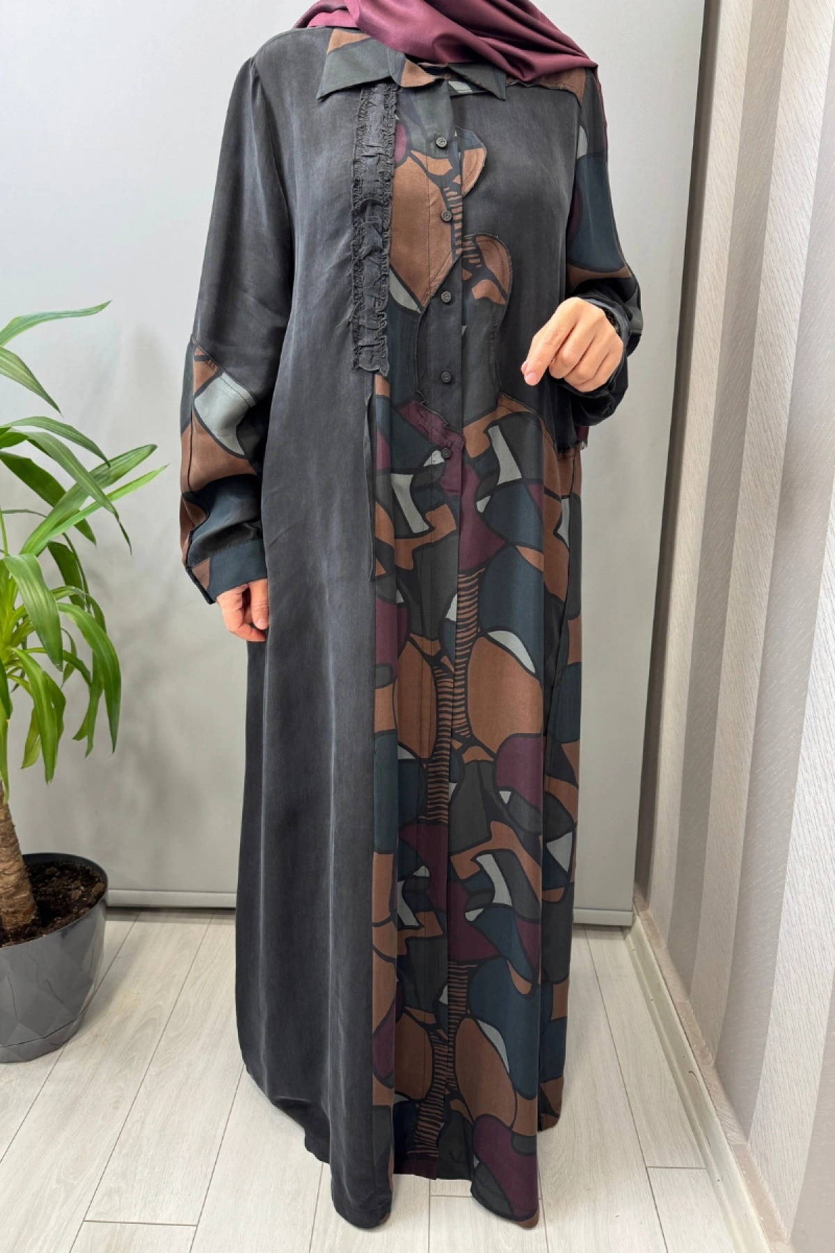 Misswhence Büyük Beden Cupro İpek Elbise Siyah V2576