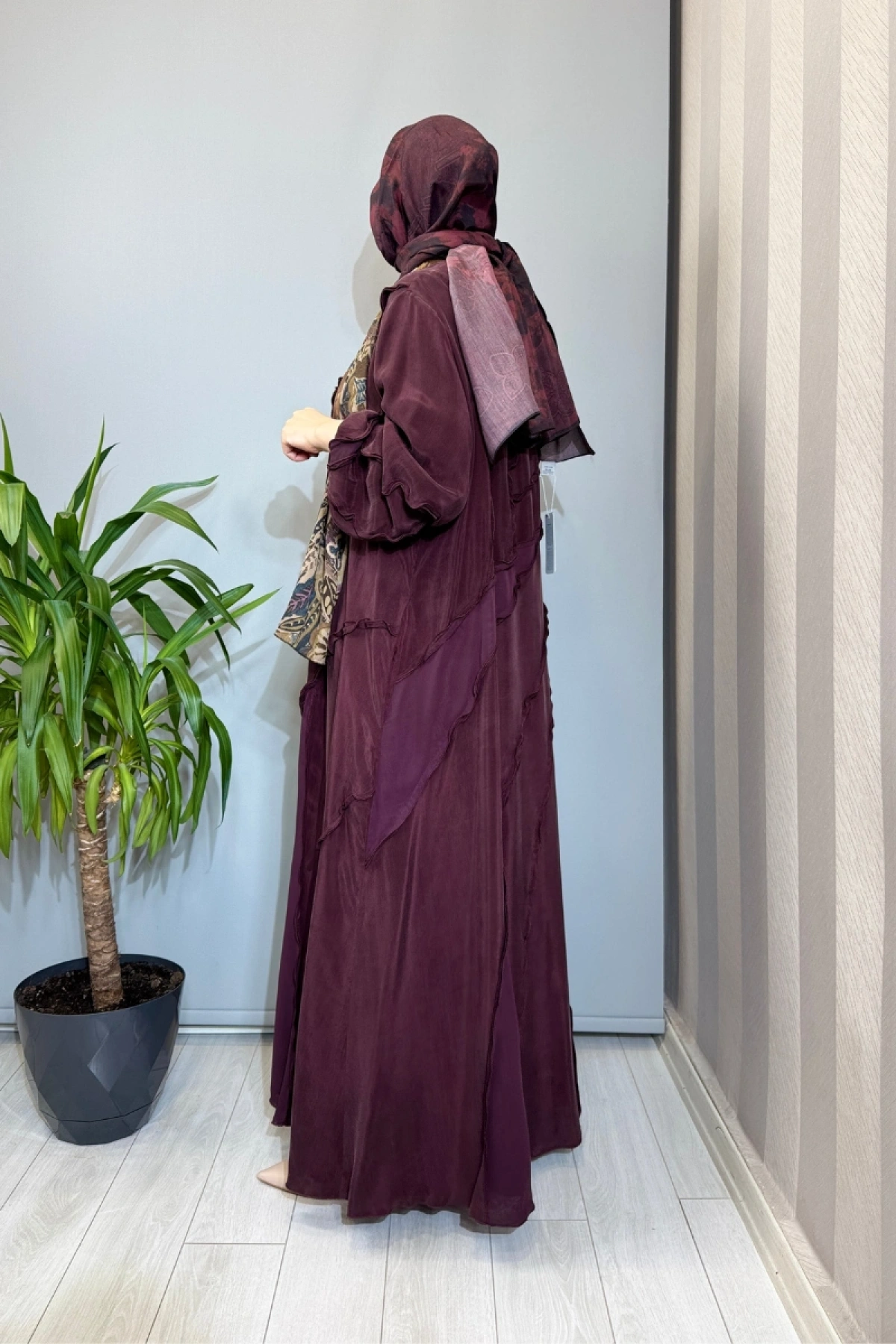 Misswhence Büyük Beden Cupra İpek Elbise Bordo V3175