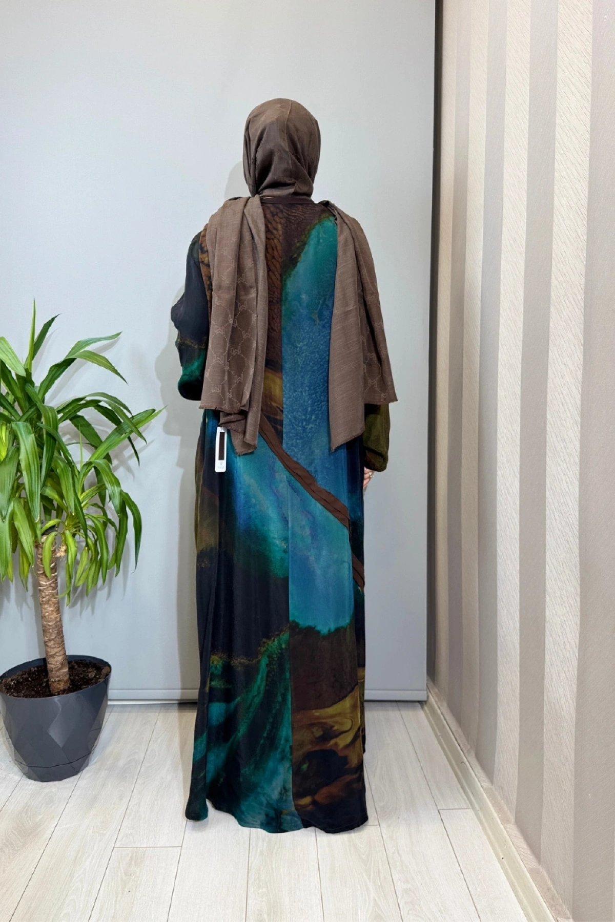 Misswhence Büyük Beden Cupra İpek Elbise Kahve V3300