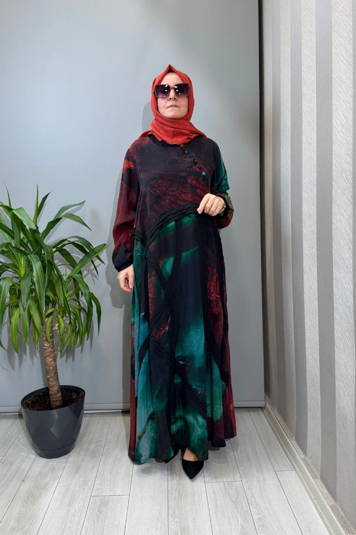 Misswhence Büyük Beden Cupra İpek Elbise Kırmızı V3300