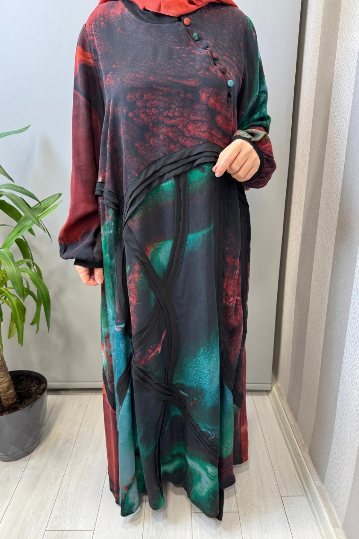 Misswhence Büyük Beden Cupra İpek Elbise Kırmızı V3300