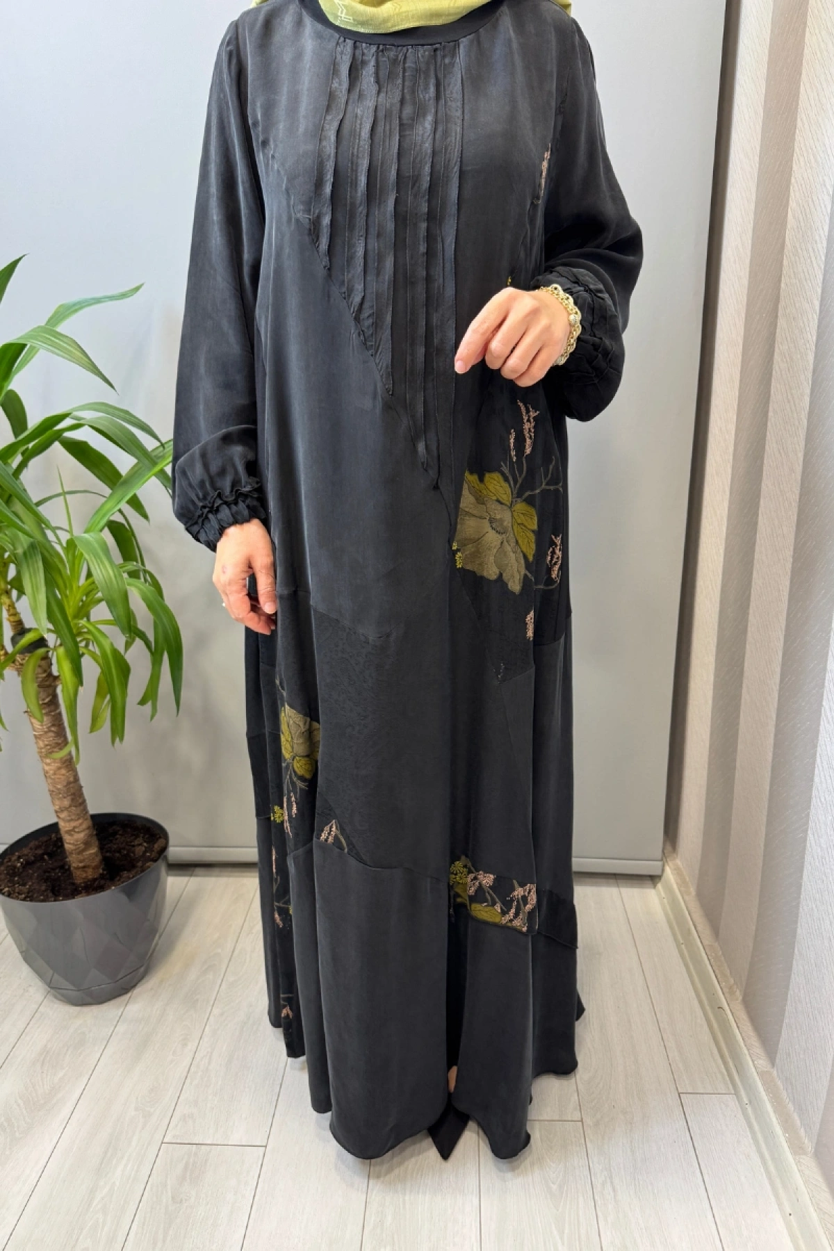 Misswhence Büyük Beden Cupro İpek Elbise Siyah V3310