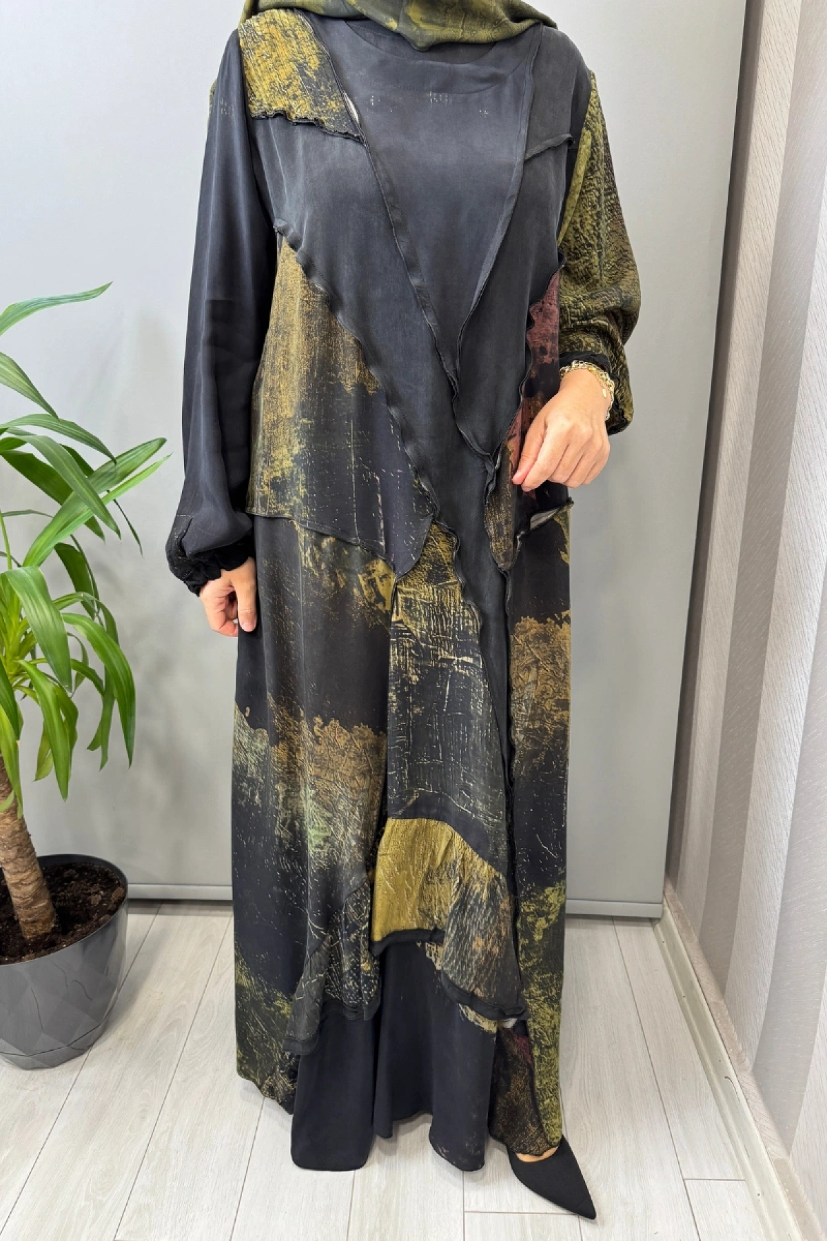 Misswhence Büyük Beden Cupro İpek Elbise Siyah V3350