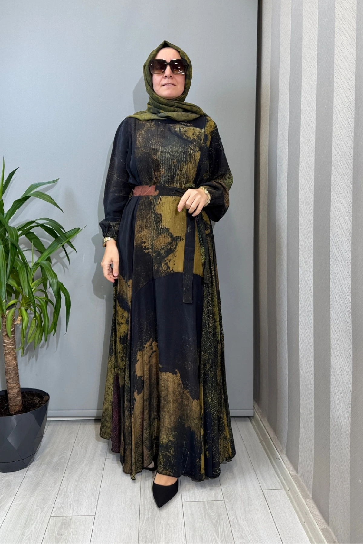 Misswhence Parça Detaylı Cupro İpek Elbise Desenli 39842