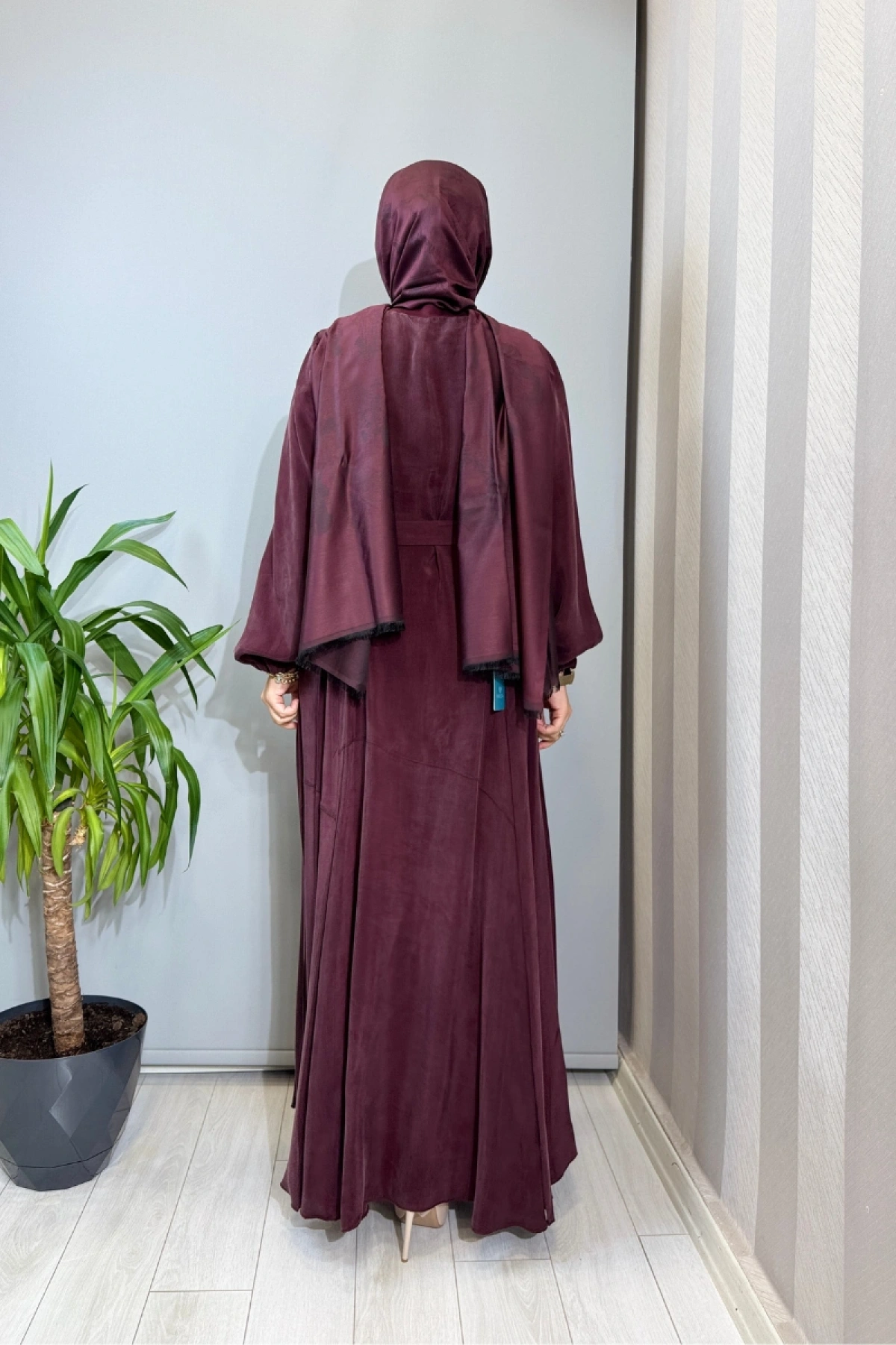 Misswhence Parça Detaylı Cupro İpek Elbise Bordo 39842