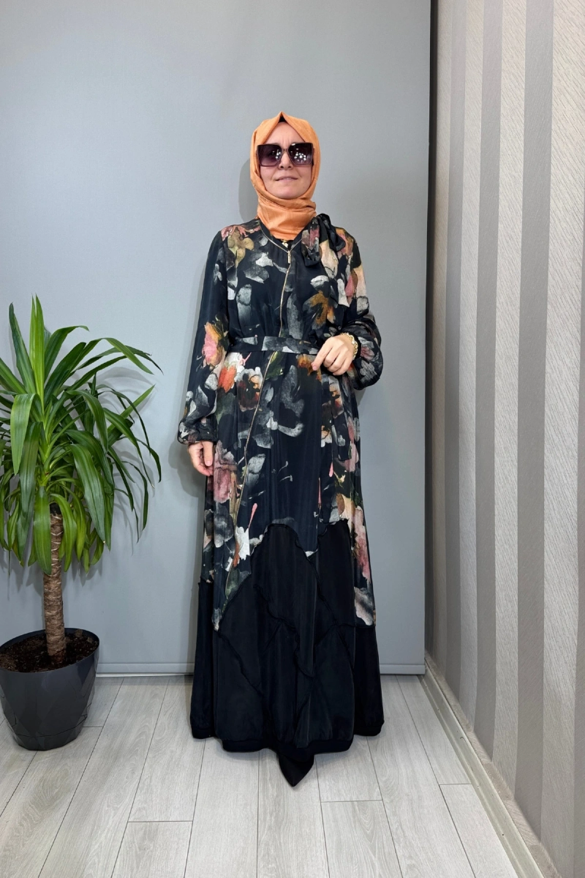 Misswhence Fermuar Detaylı Cupro İpek Elbise Çiçek Desenli 39802