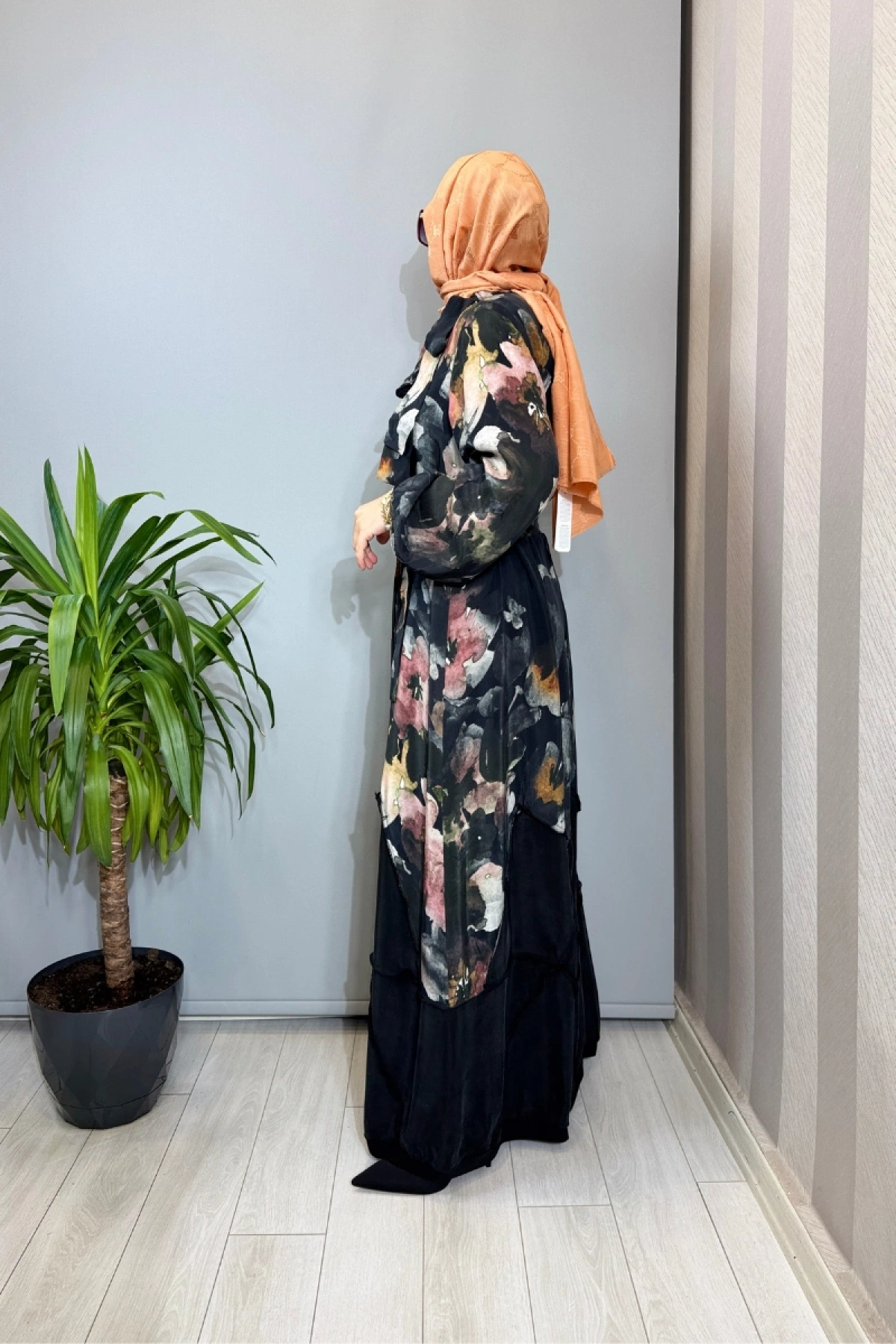 Misswhence Fermuar Detaylı Cupro İpek Elbise Çiçek Desenli 39802