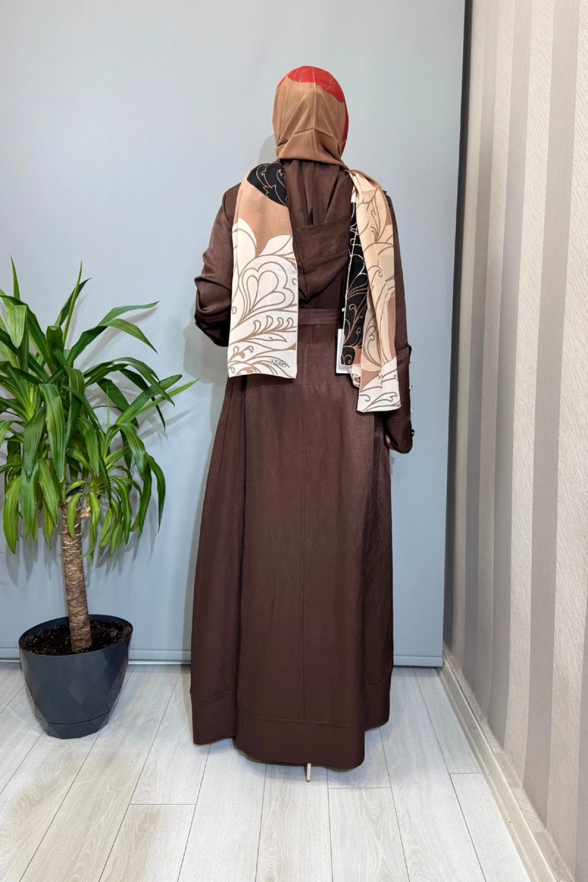 Misswhence Cep Detaylı Kapüşonlu Keten Pardesü Kahve 39504