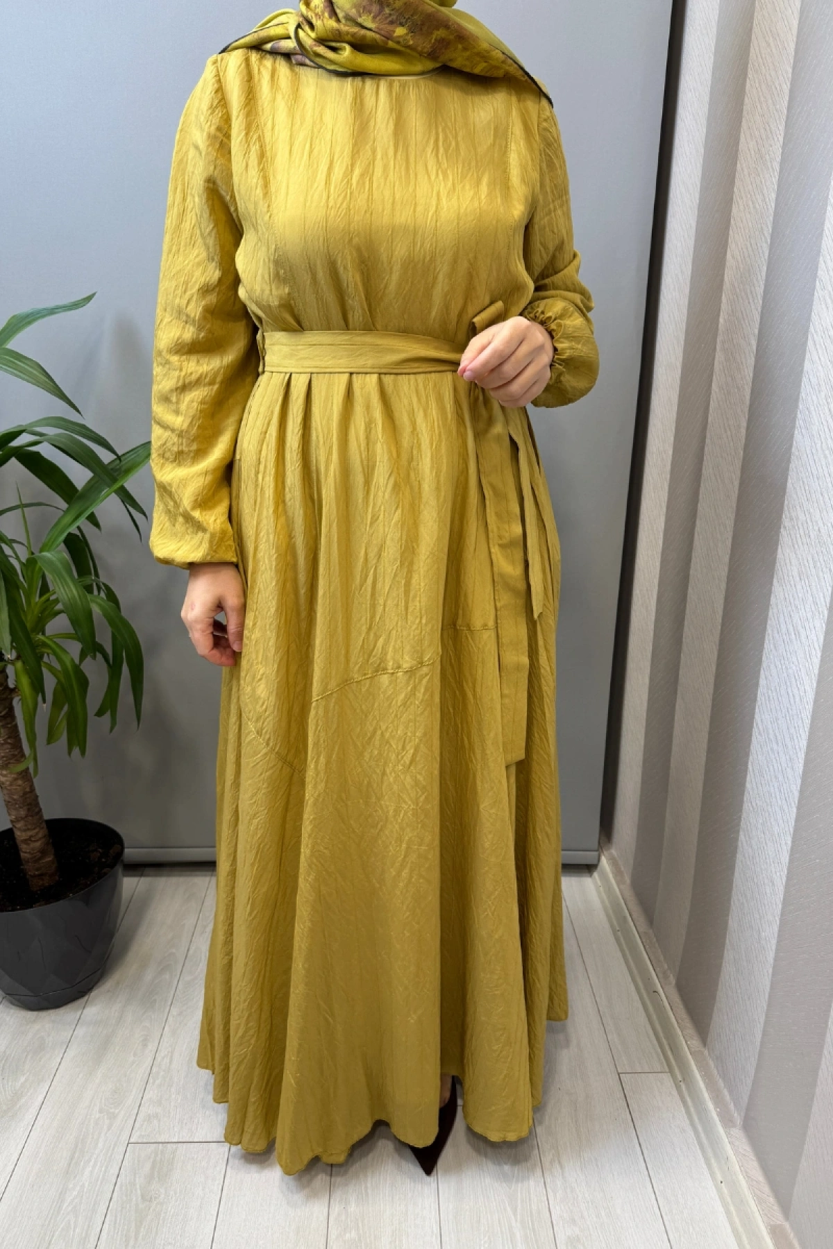 Misswhence Viscon Elbise Sarı 39844