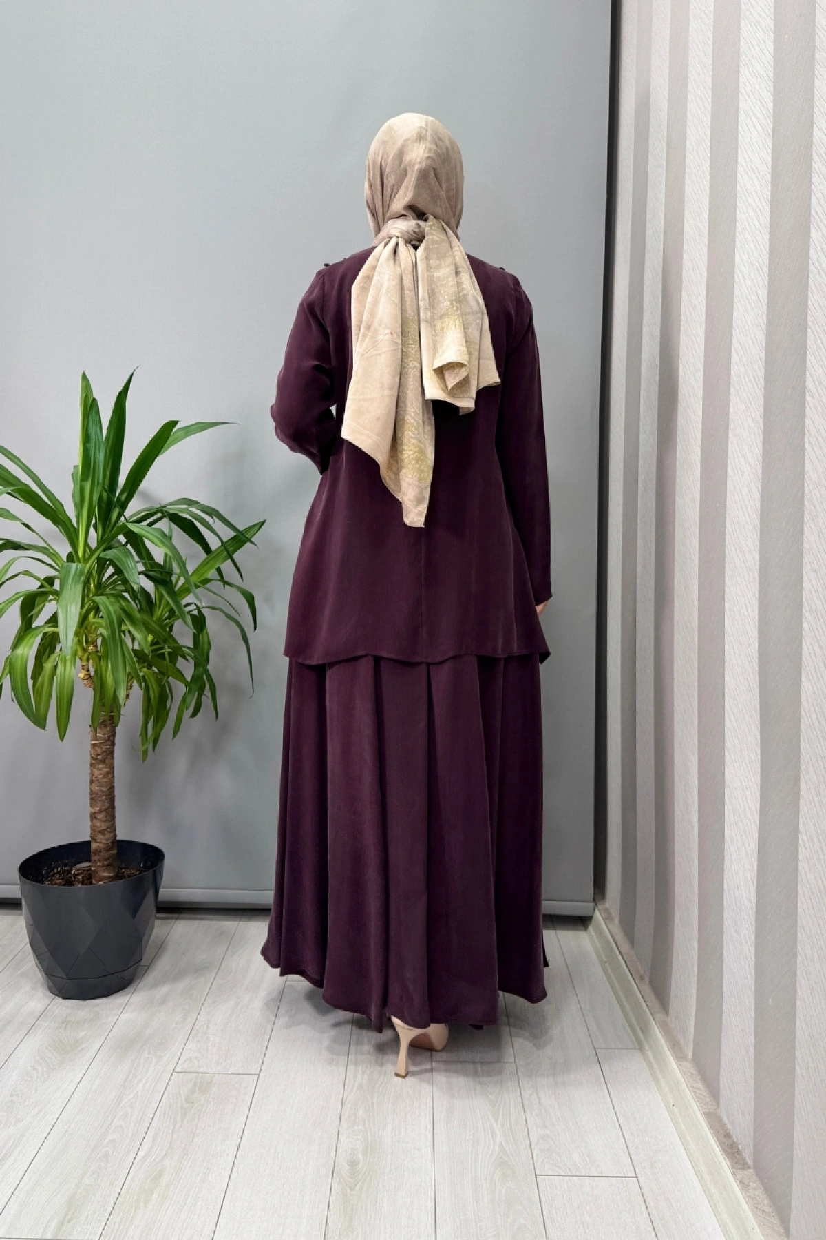 MissDalida Yandan Fermuarlı Kloş Cupro İpek Etek Bordo T25Y-2003