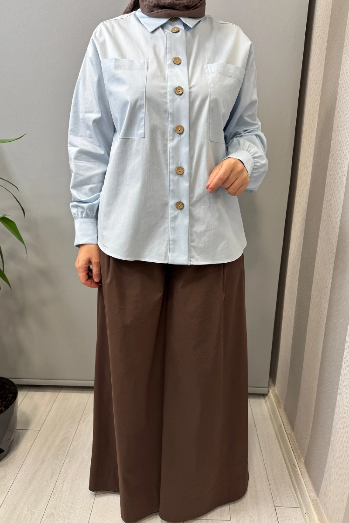 Almarwah Cep Detaylı Poplin Gömlek Bebe Mavisi 101003