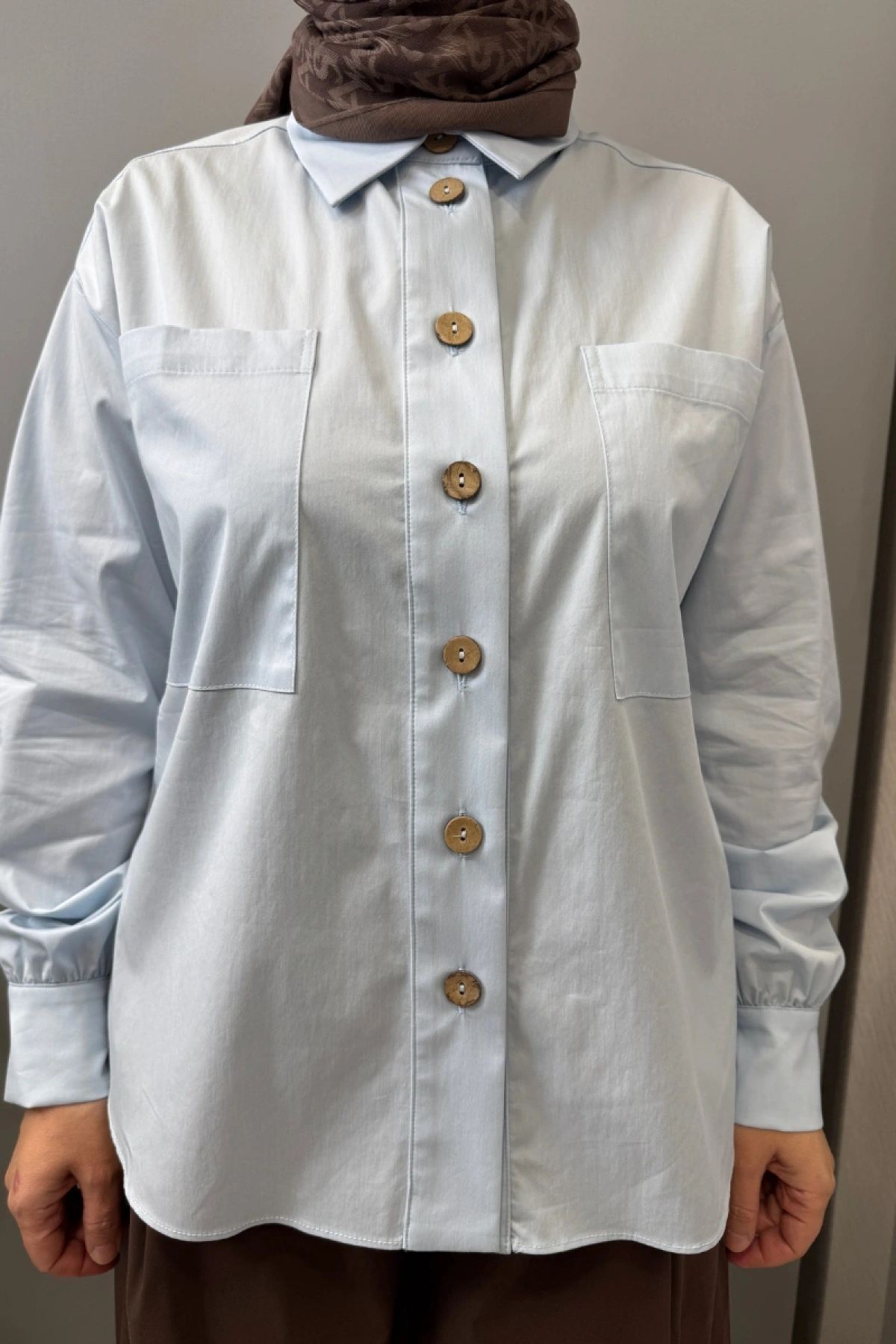 Almarwah Cep Detaylı Poplin Gömlek Bebe Mavisi 101003