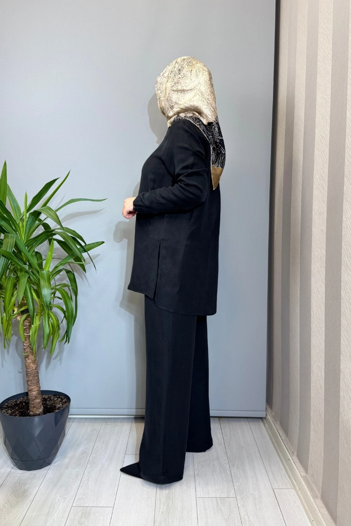 Miss Dalida Önü Fermuarlı İpek Keten Gömlek Siyah 2266352