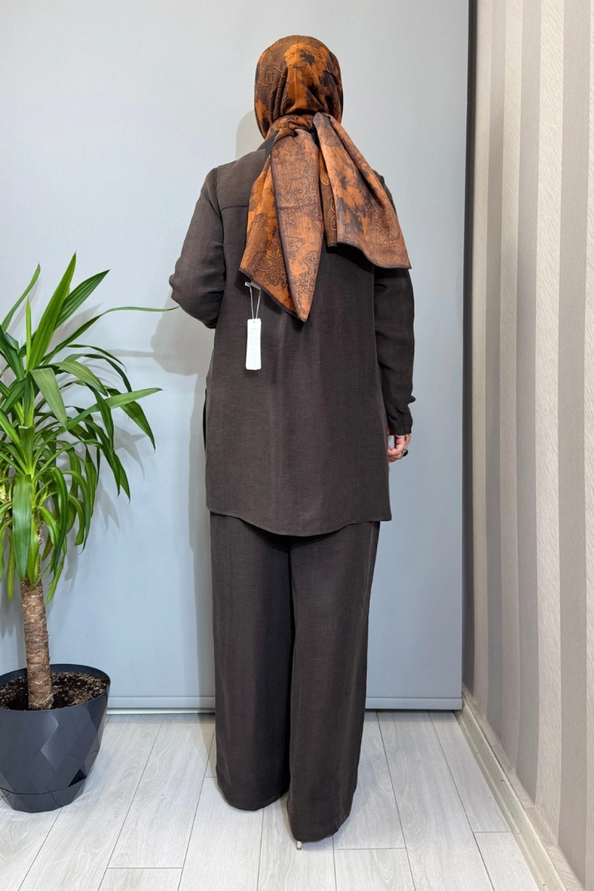 Miss Dalida Önü Fermuarlı İpek Keten Gömlek Kahve 2266352