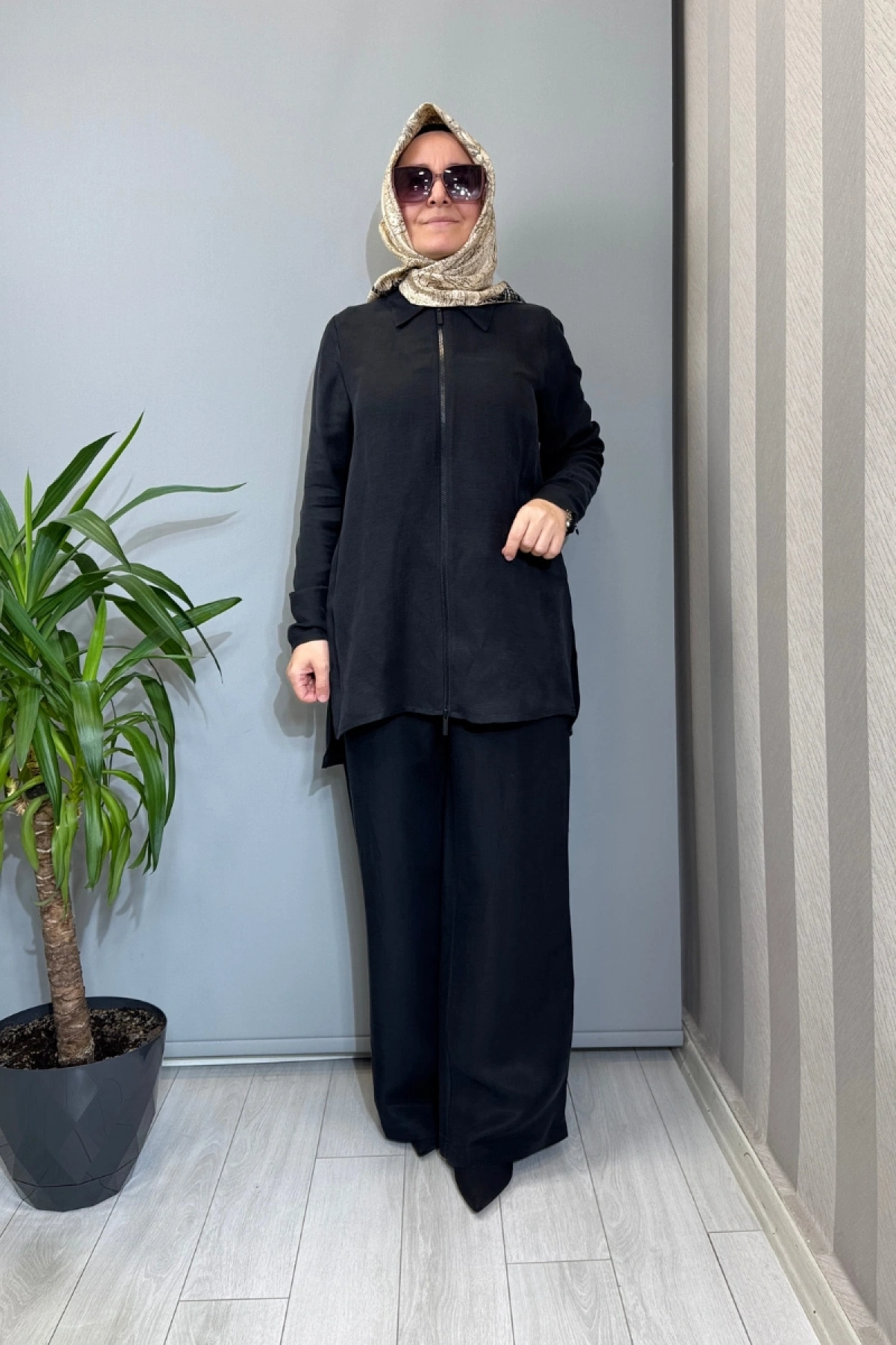 Miss Dalida Cepli İpek Keten Bol Paça Pantolon Siyah 2267351
