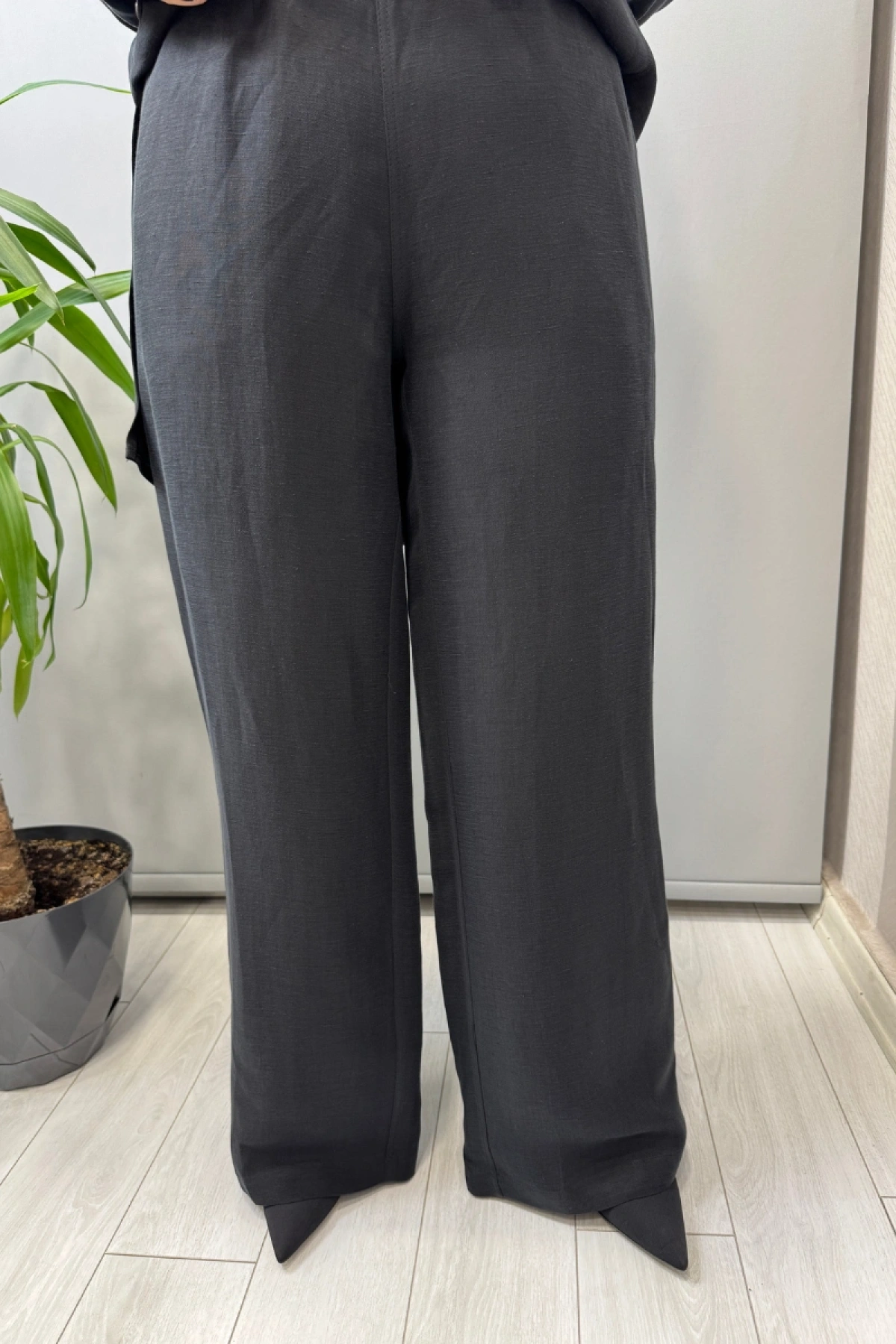 Miss Dalida Cepli İpek Keten Bol Paça Pantolon Siyah 2267351