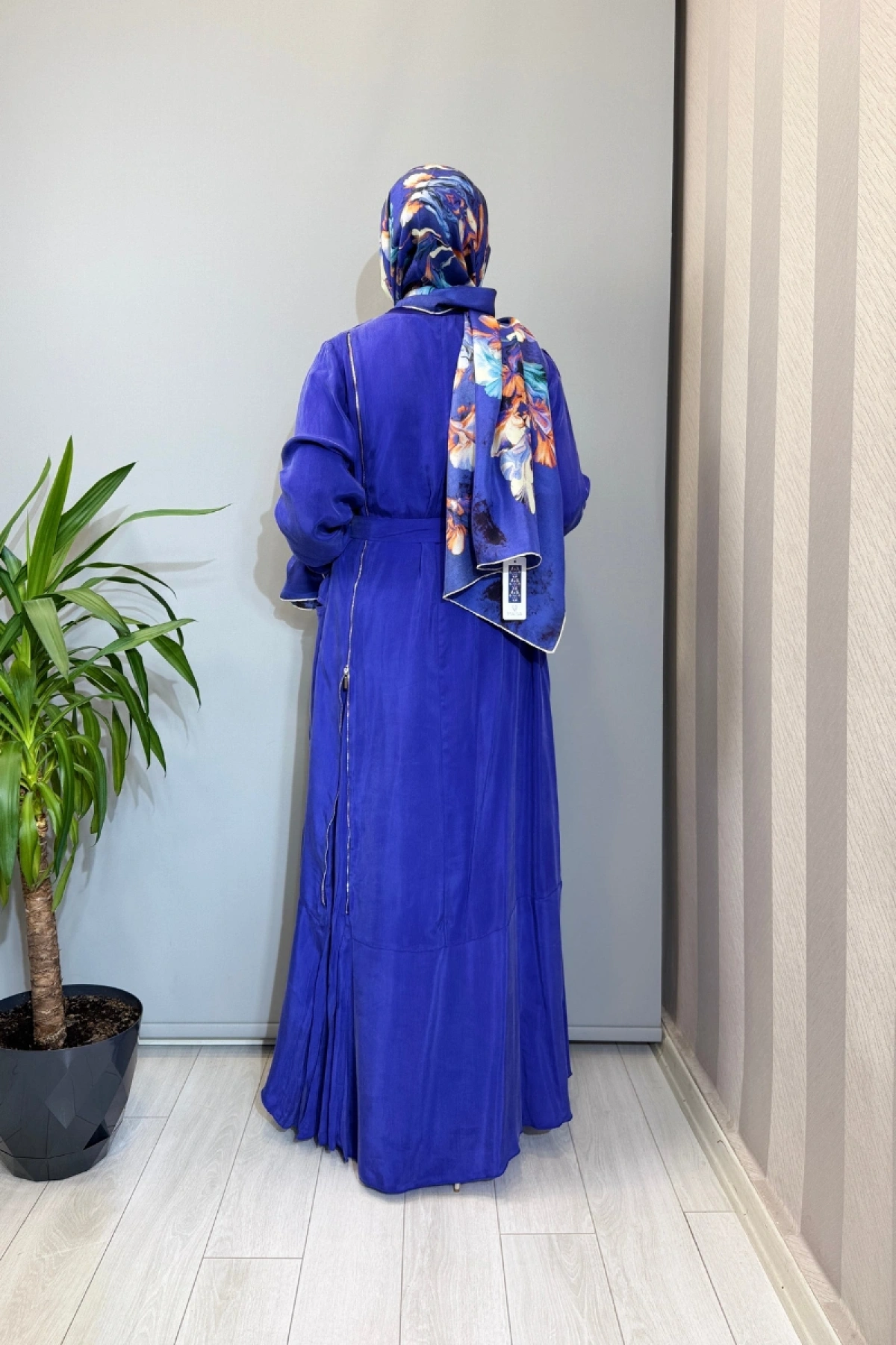 Misswhence Fermuar Detaylı Cupro İpek Elbise Saks 39809