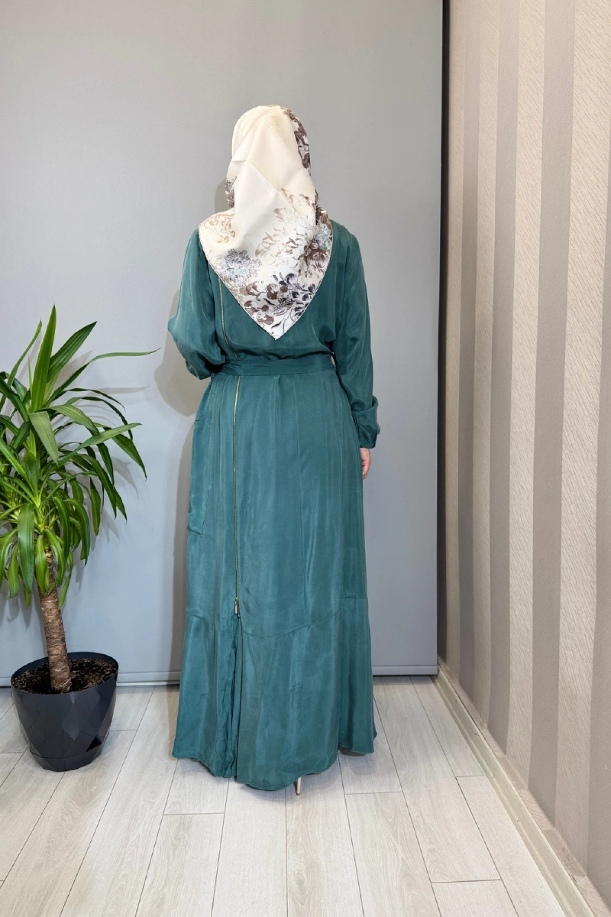 Misswhence Fermuar Detaylı Cupro İpek Elbise Yeşil 39809