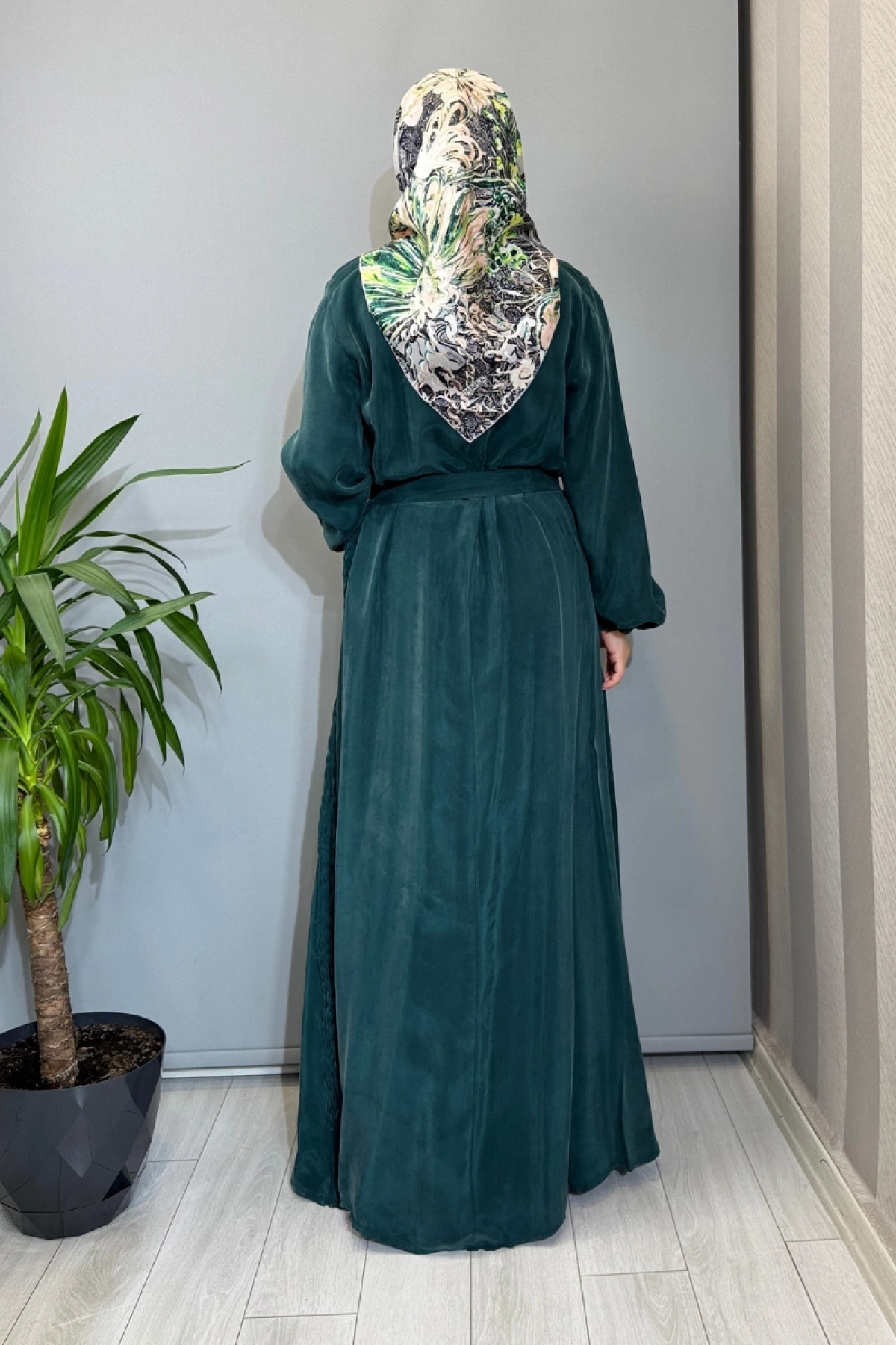 Misswhence Cupro İpek Elbise Yeşil 39833