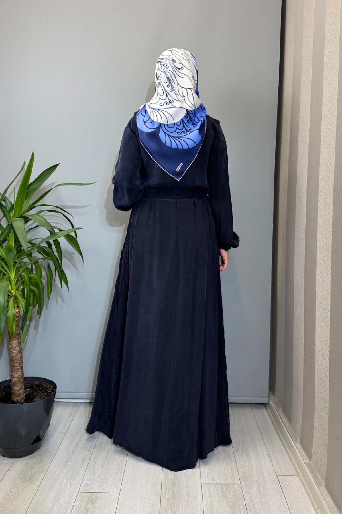 Misswhence Cupro İpek Elbise Lacivert 39833