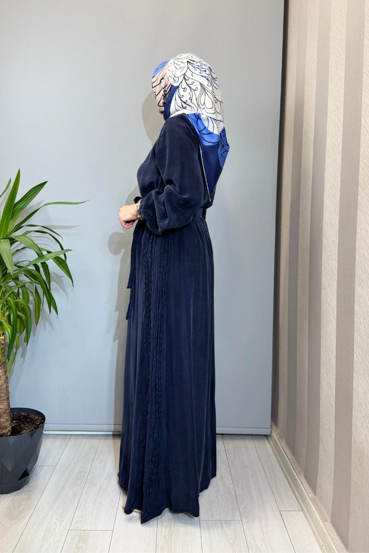 Misswhence Cupro İpek Elbise Lacivert 39833