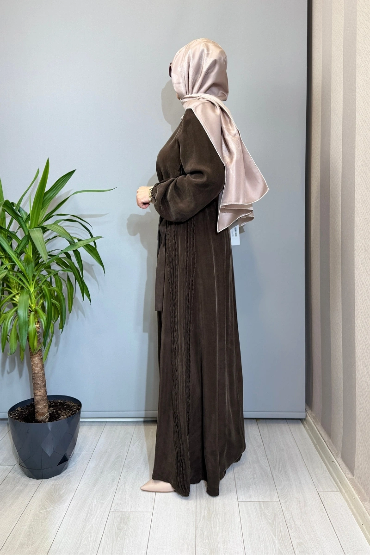 Misswhence Cupro İpek Elbise Kahve 39833