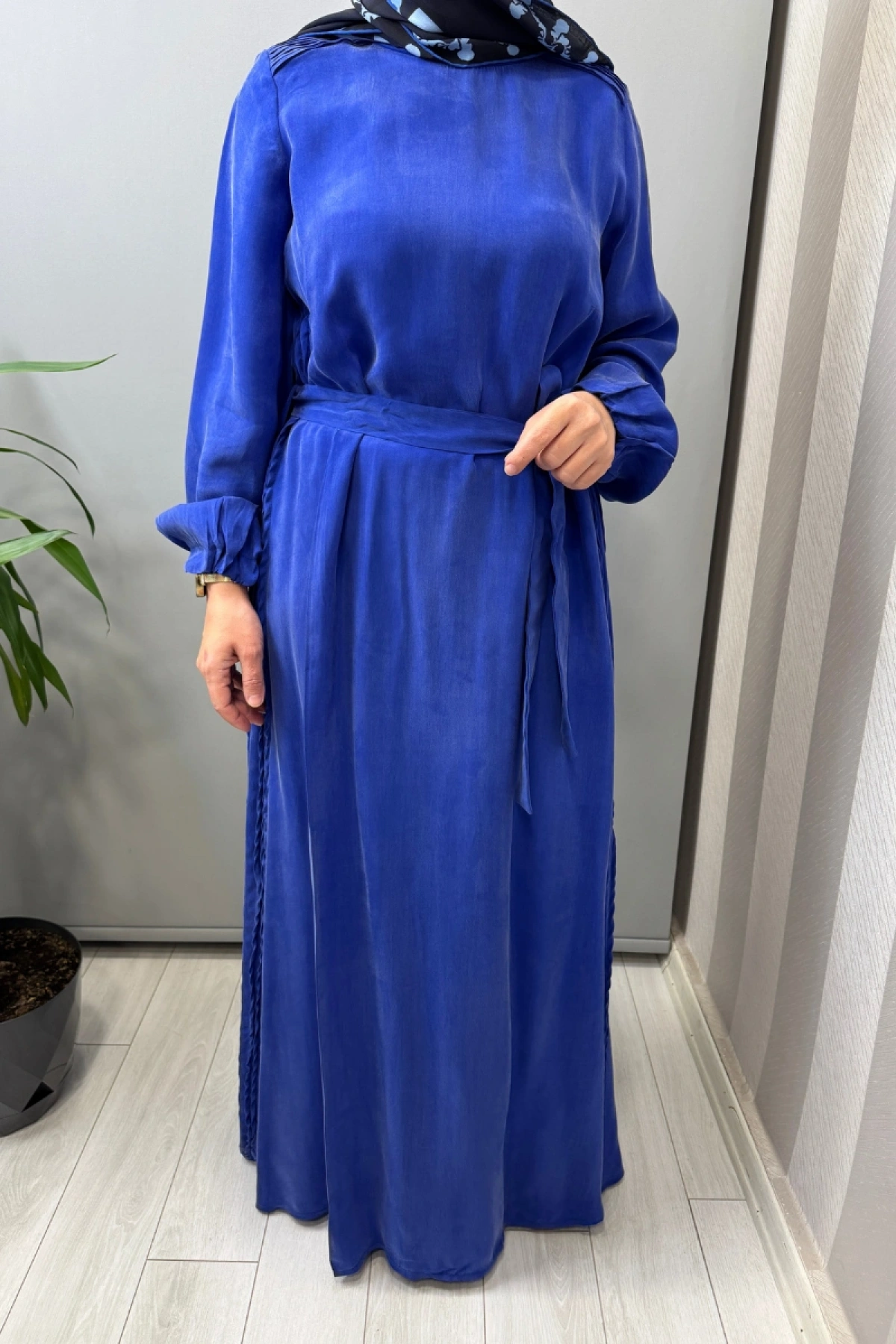 Misswhence Cupro İpek Elbise Mavi 39833