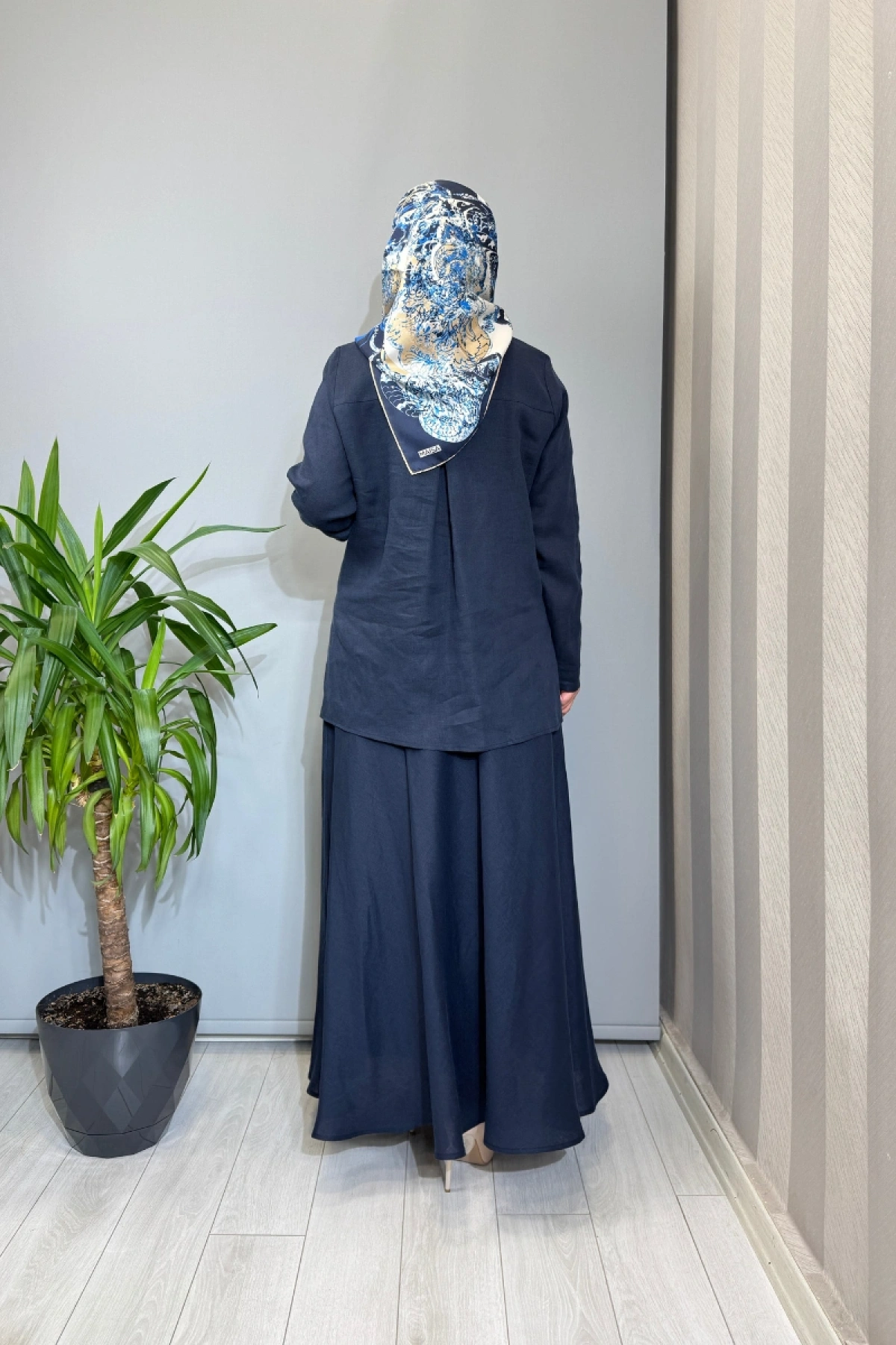 Miss Dalida Etek-Gömlek Keten Takım Lacivert 2262258-2266255