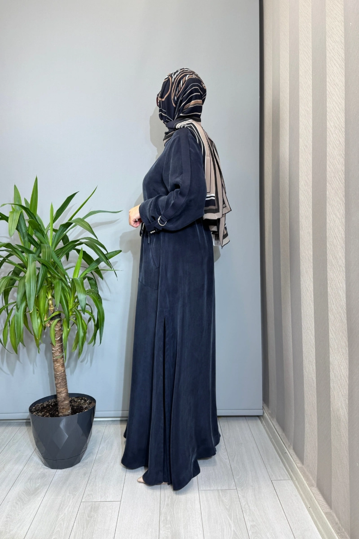 Miss Dalida Fermuarlı Beli Büzgülü Cupro Kap Lacivert 2268329