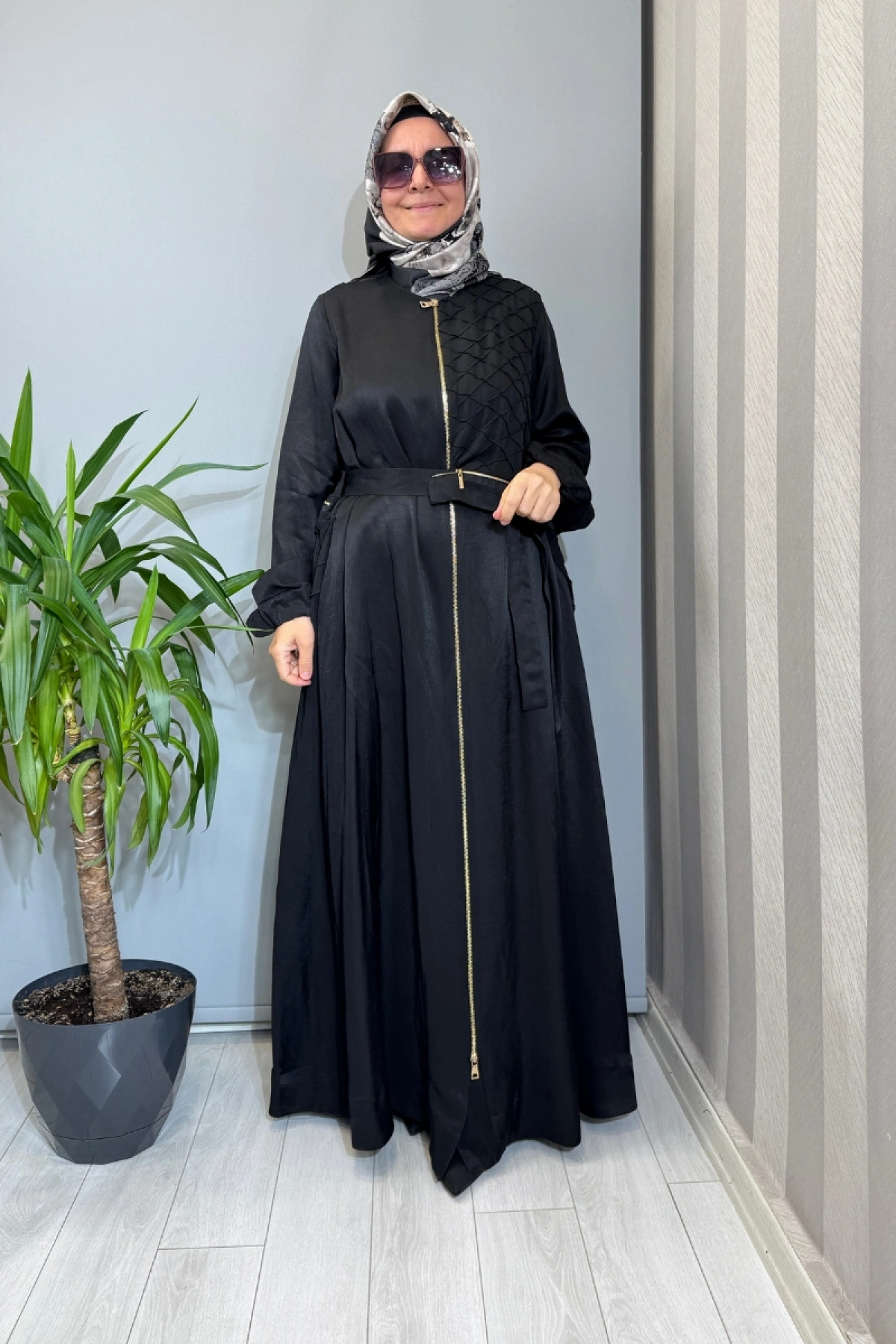 Misswhence Şifon Rüzgarlık Detaylı Keten Pardesü Siyah 39515