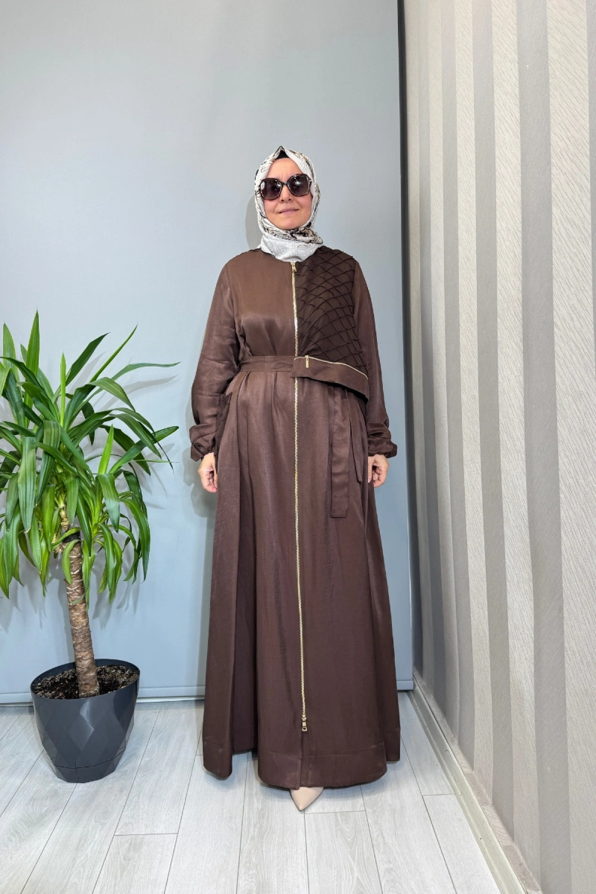 Misswhence Şifon Rüzgarlık Detaylı Keten Pardesü Kahve 39515
