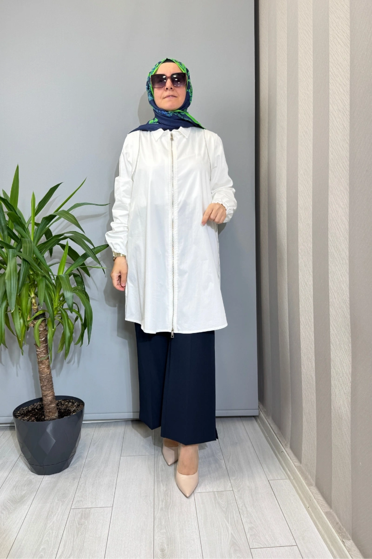 Misswhence Fermuar Detaylı Koton Gömlek Beyaz 39302