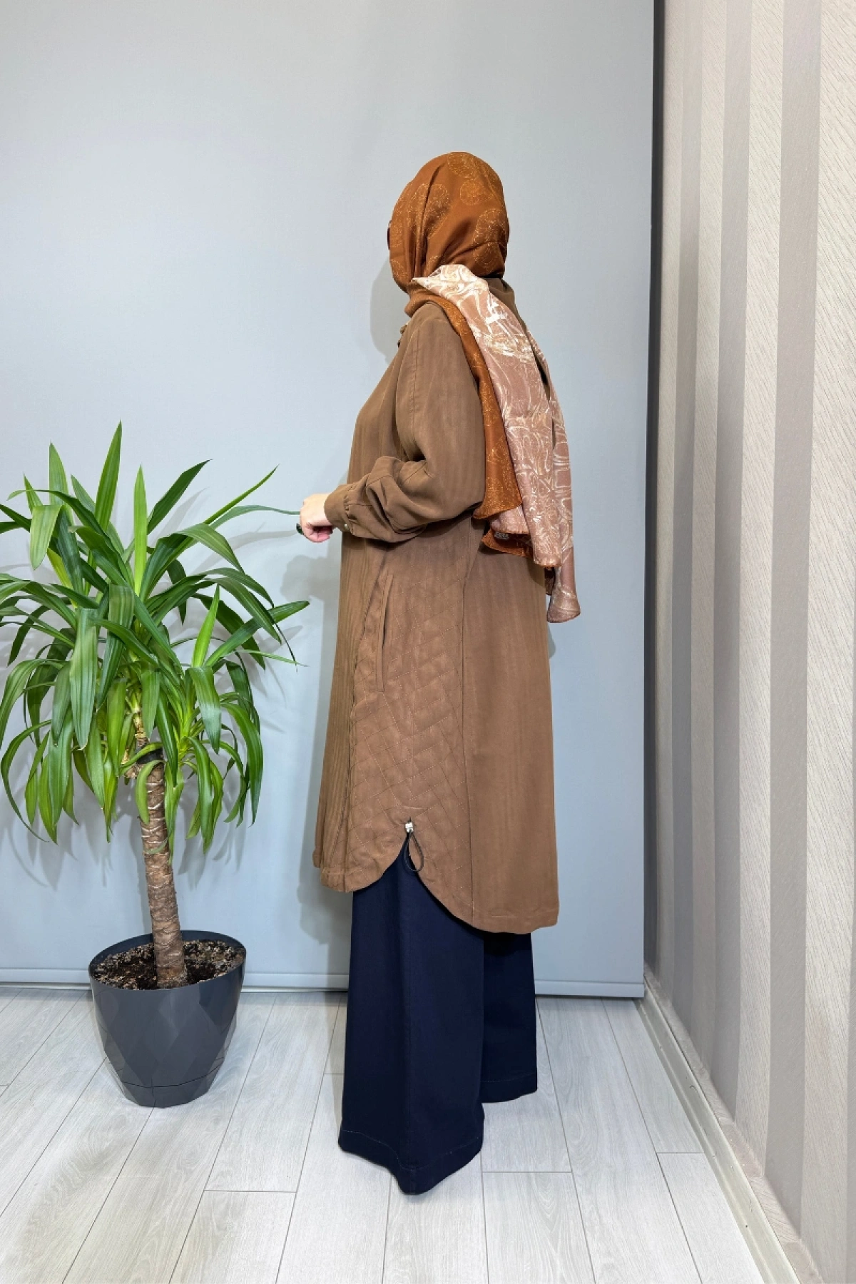 Misswhence Dikiş Detaylı Fermuarlı Kapüşonlu Kap Kahve 39406