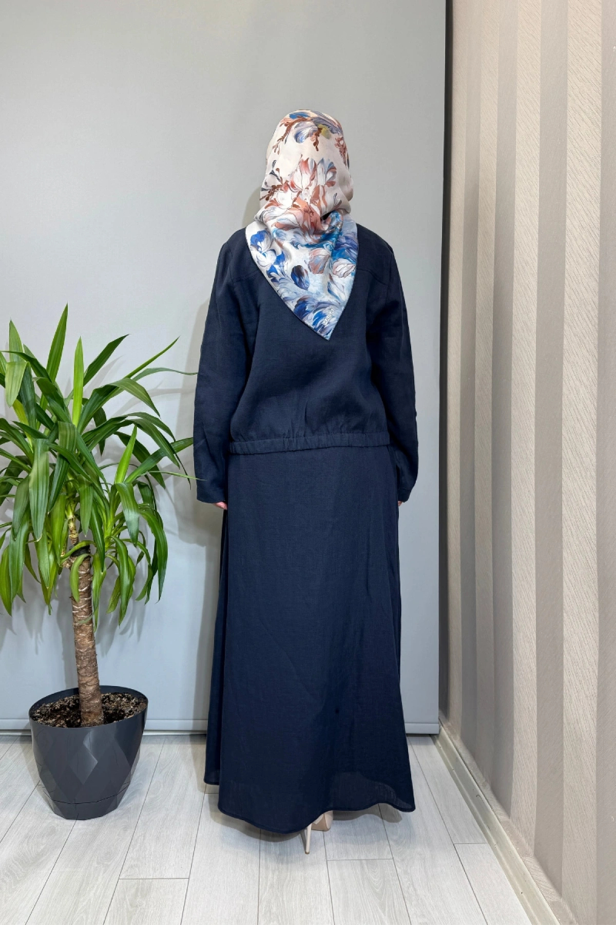 Miss Dalida Önü Fermuarlı Kısa Keten Ceket Lacivert 2268252