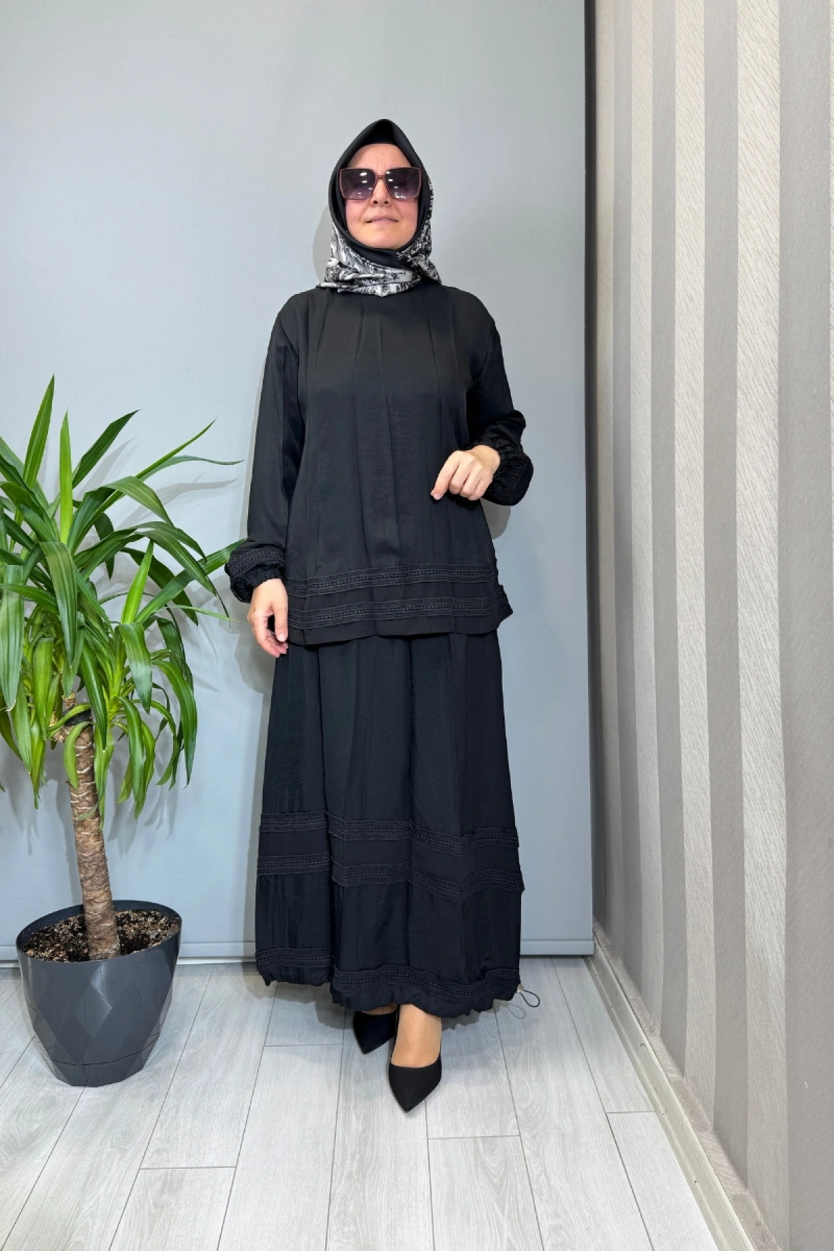 Misswhence Güpür Detaylı Takım Siyah 39010
