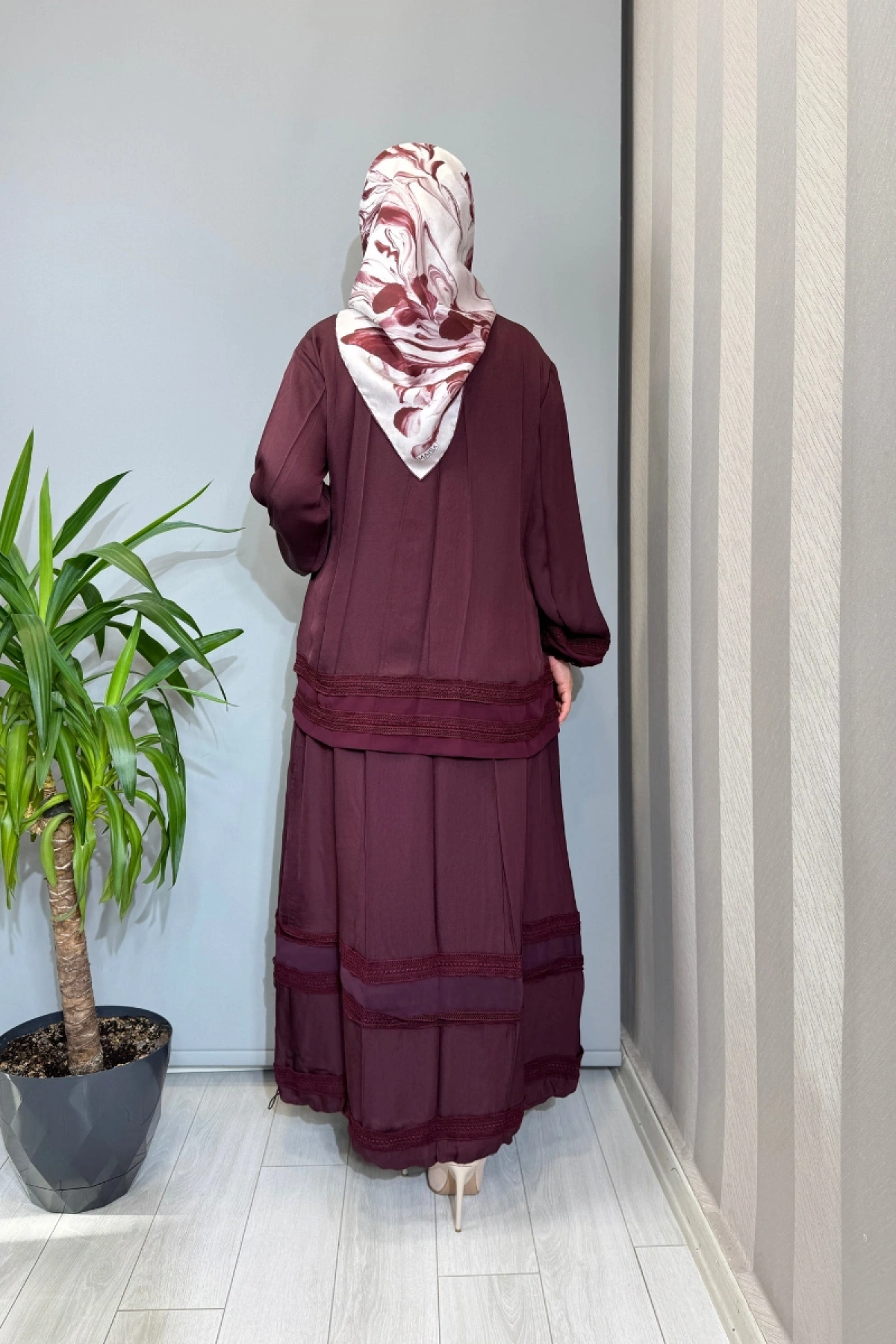 Misswhence Güpür Detaylı Takım Bordo 39010