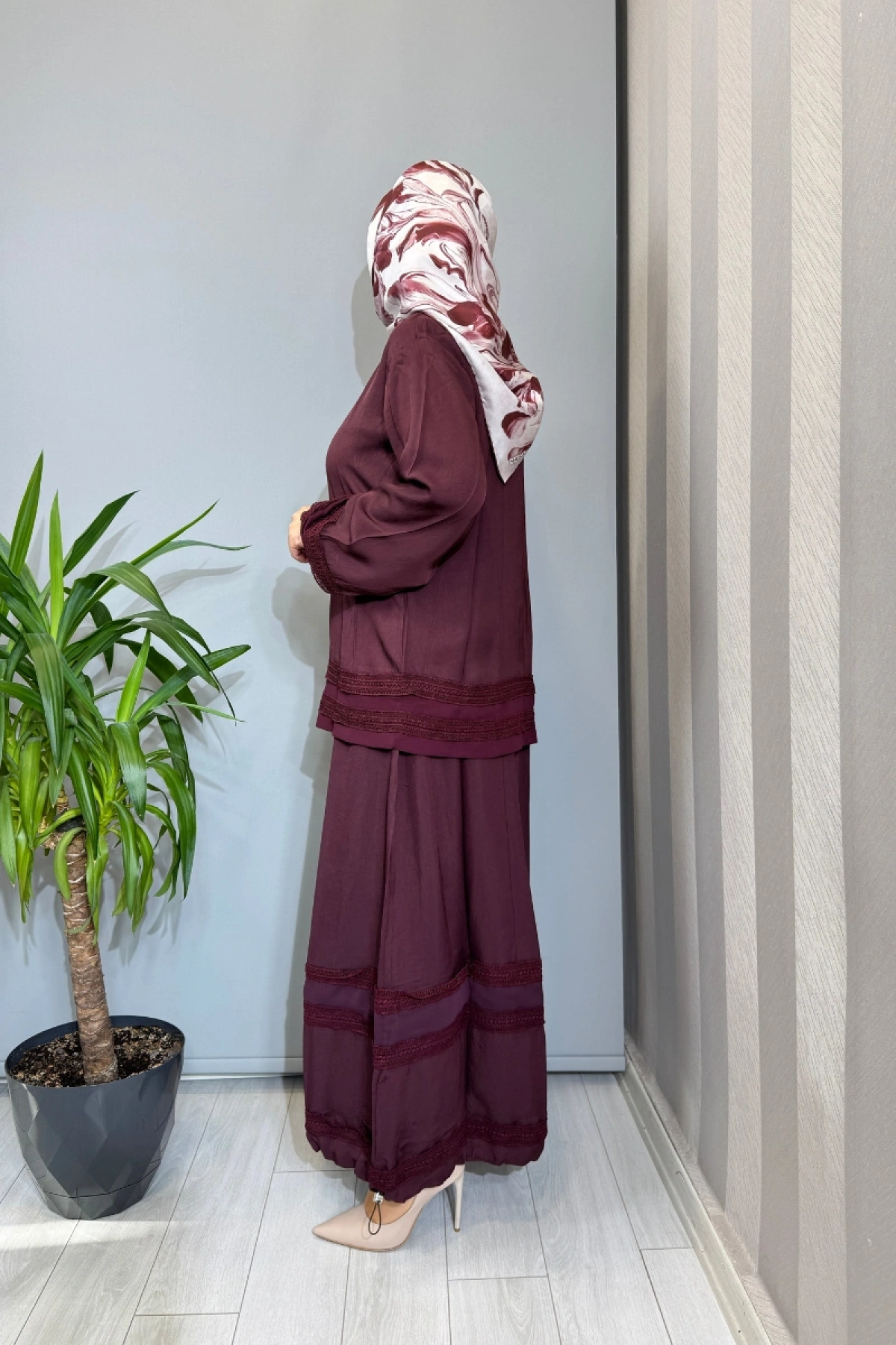 Misswhence Güpür Detaylı Takım Bordo 39010
