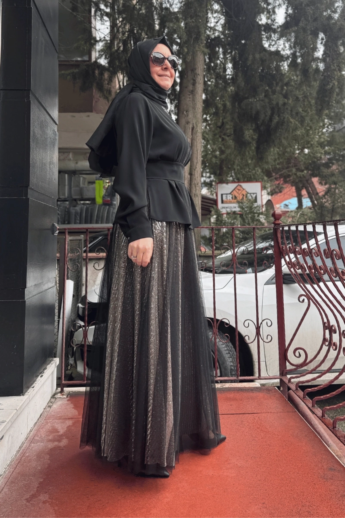 Almarwah Bluz Etek Takım Bej/Siyah 90212